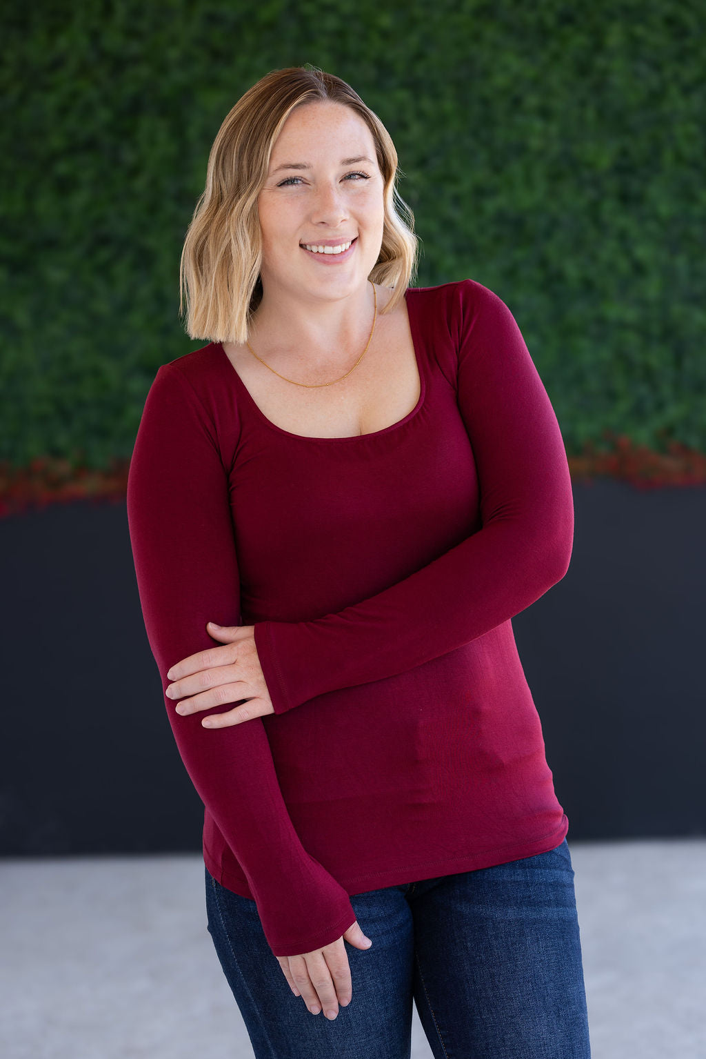 IN STOCK Alyssa Long Sleeve Top - Burgundy