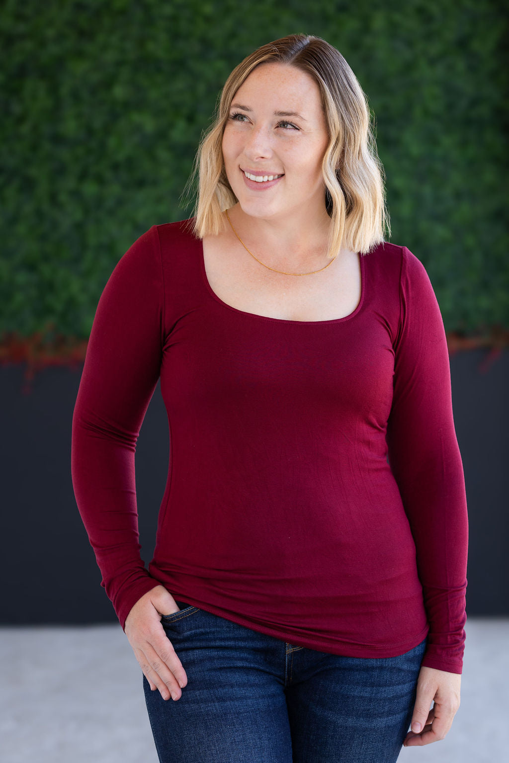 IN STOCK Alyssa Long Sleeve Top - Burgundy