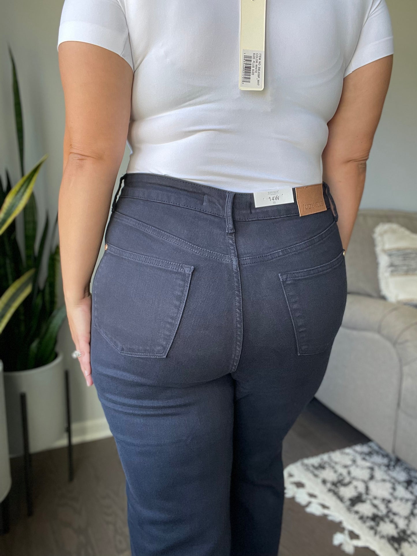 Brewer High Rise Control Top Wide Leg Crop Jeans in Dark Navy