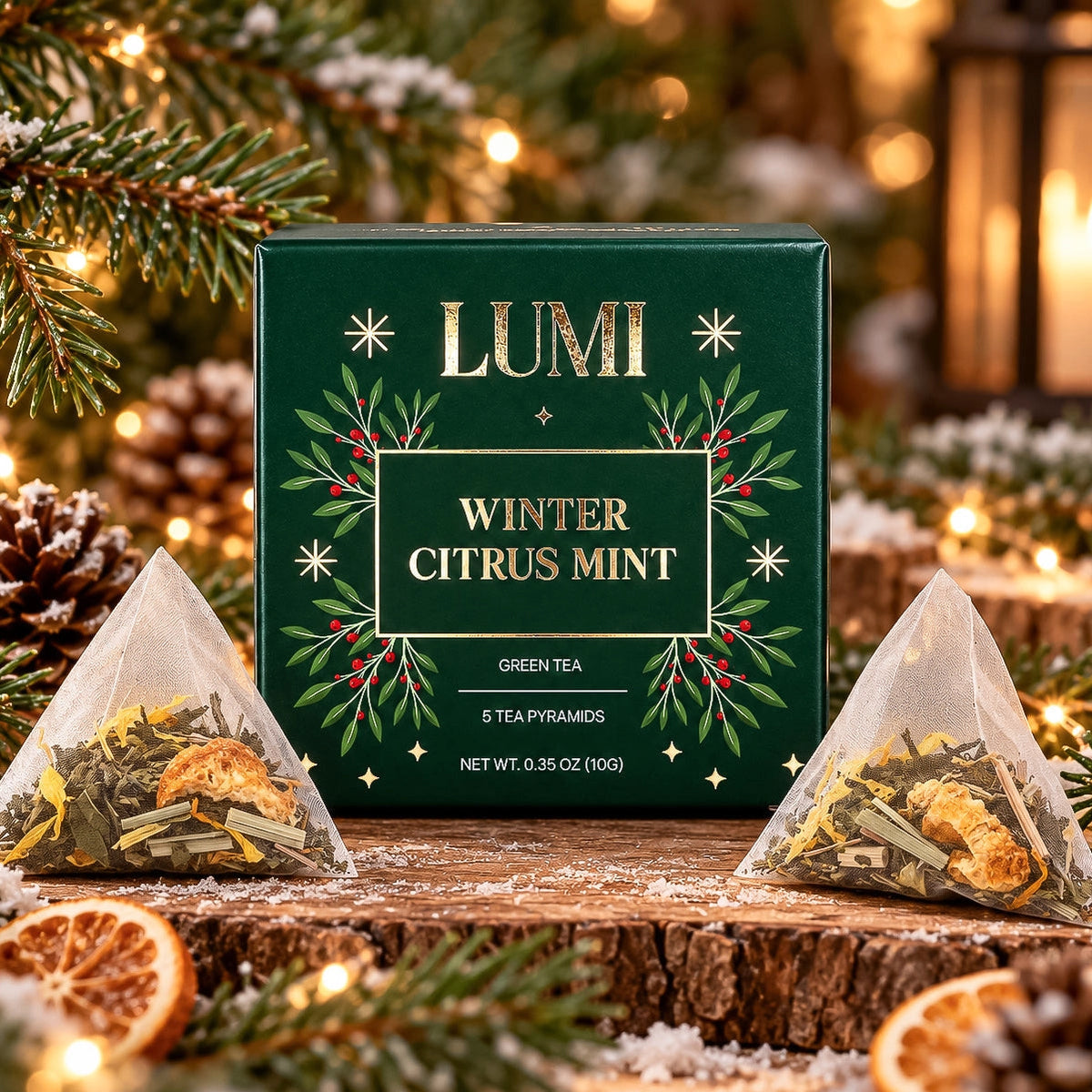 PREORDER Lumi Winter Citrus Mint Green Tea - 5 Premium Tea Bags