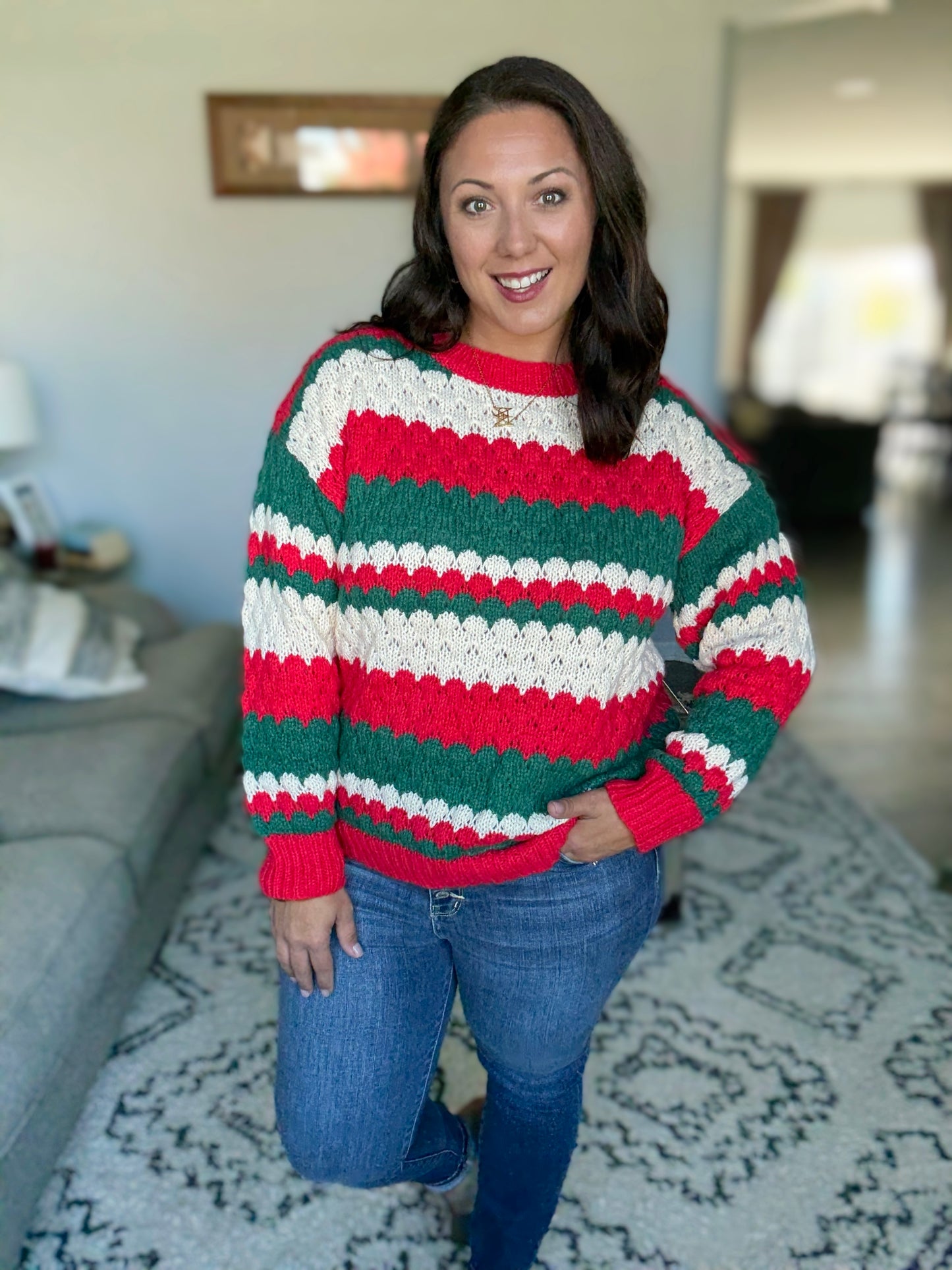 Michelle Mae Christmas Stripes Sweater