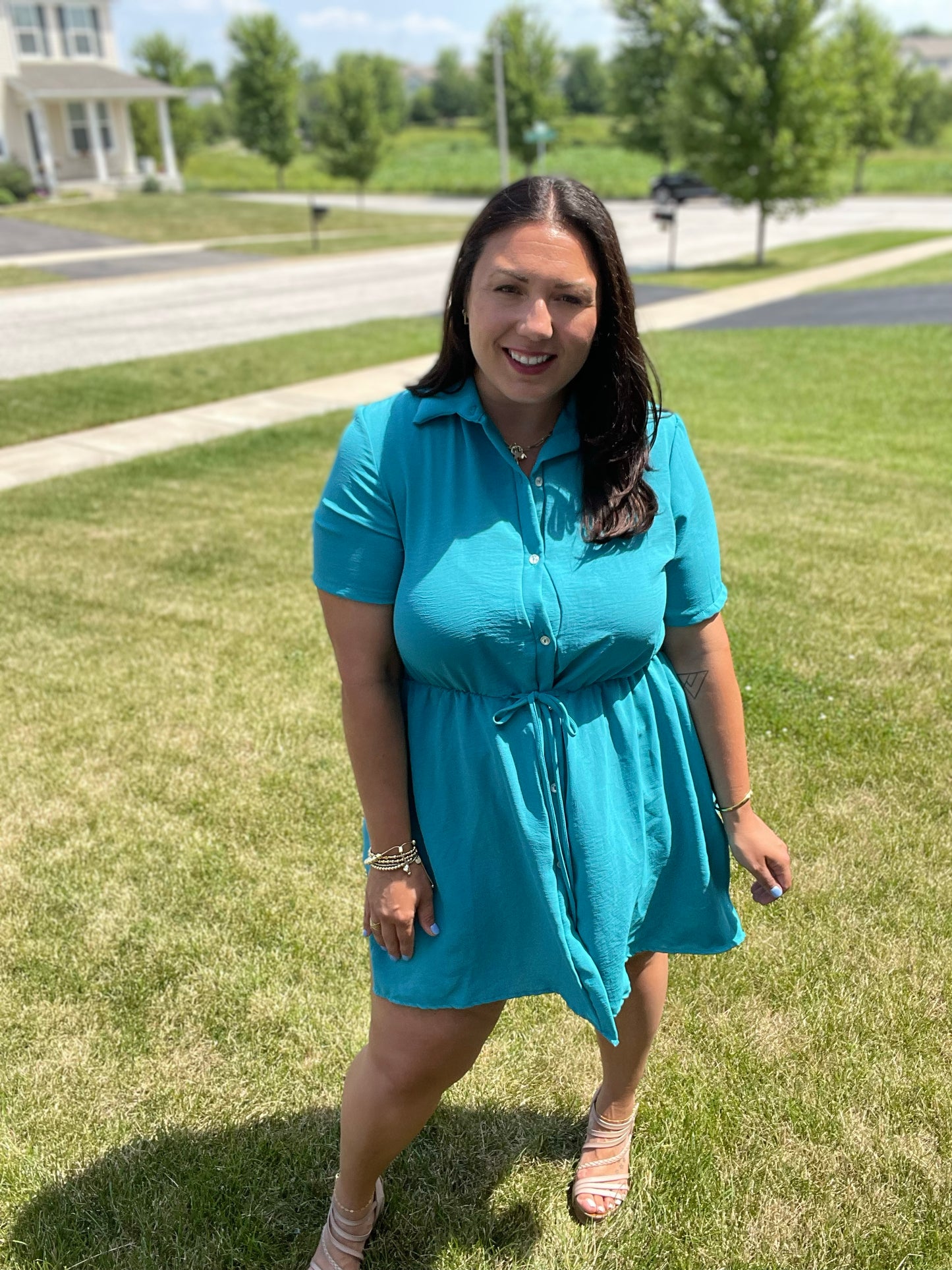 Shirt Dress Short Sleeve Romper in Multiple Colors