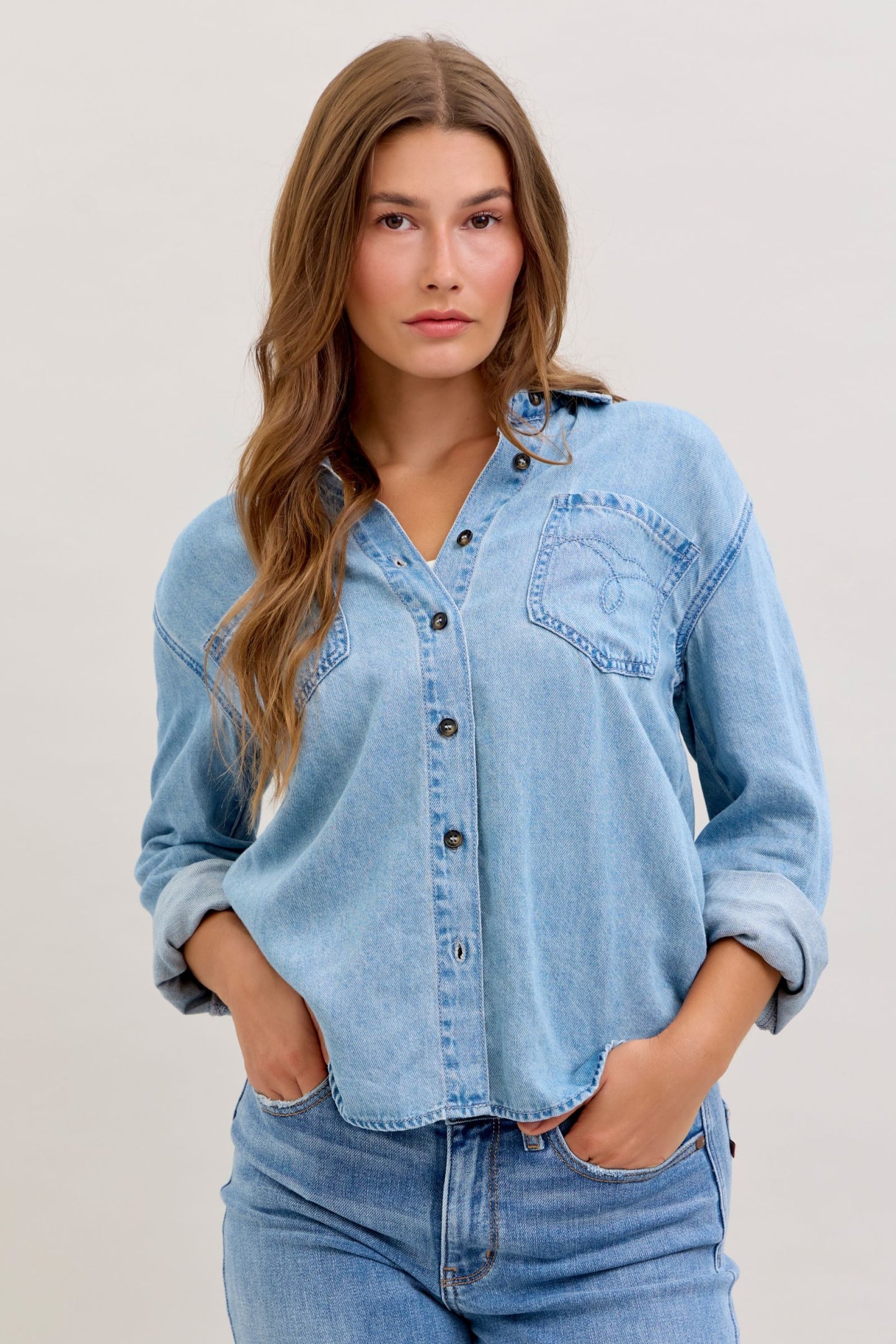 Judy Blue Essential Denim Button Down Shirt