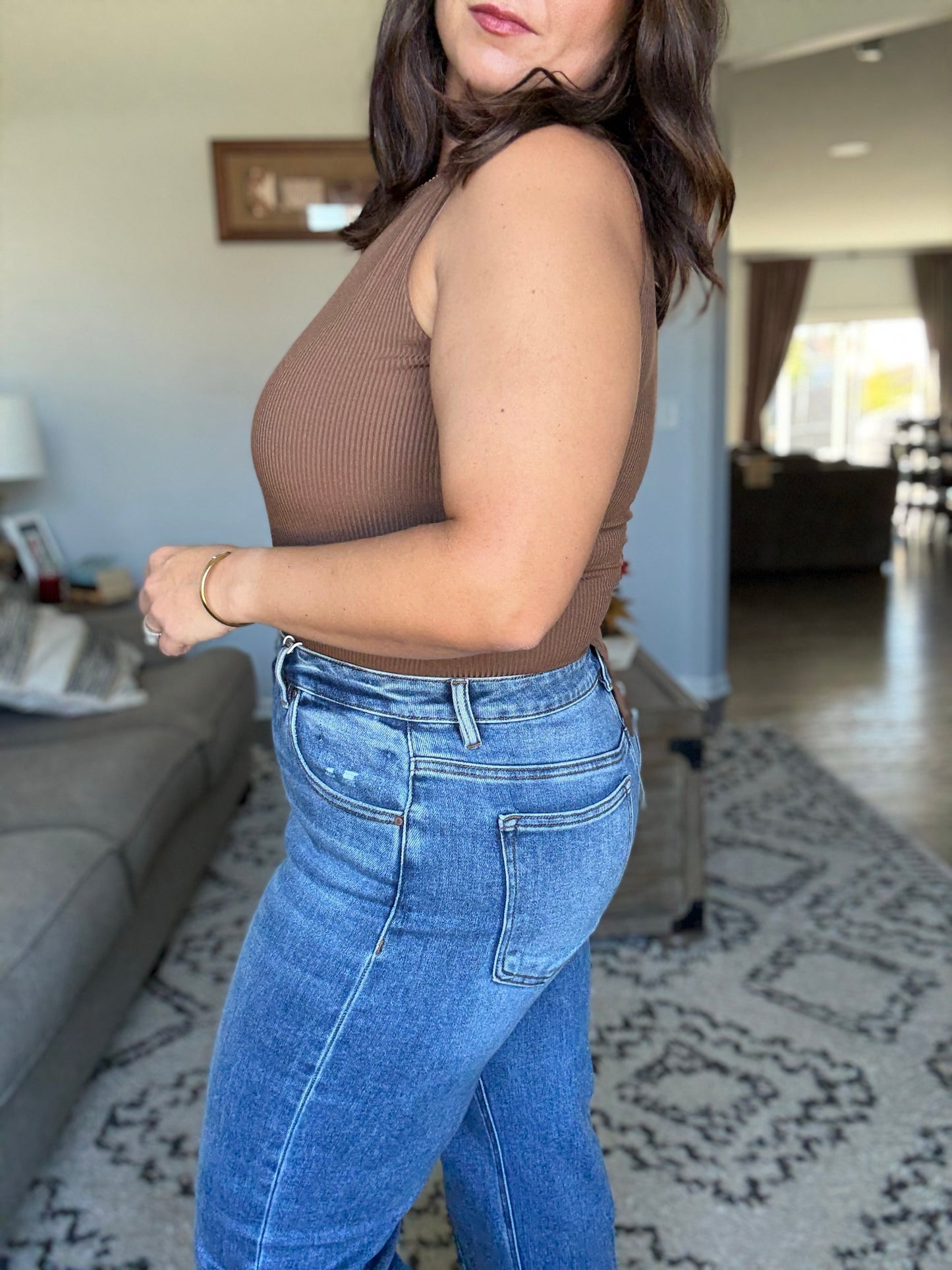 RISEN High Rise Tapered Cropped Boyfriend Jeans