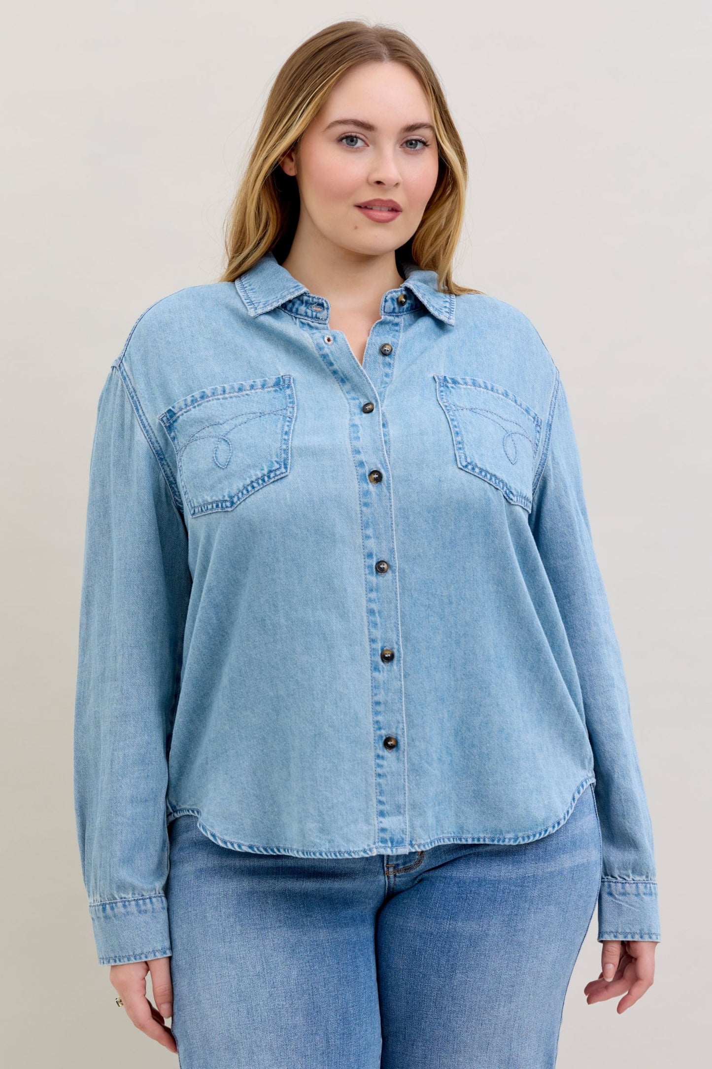 Judy Blue Essential Denim Button Down Shirt