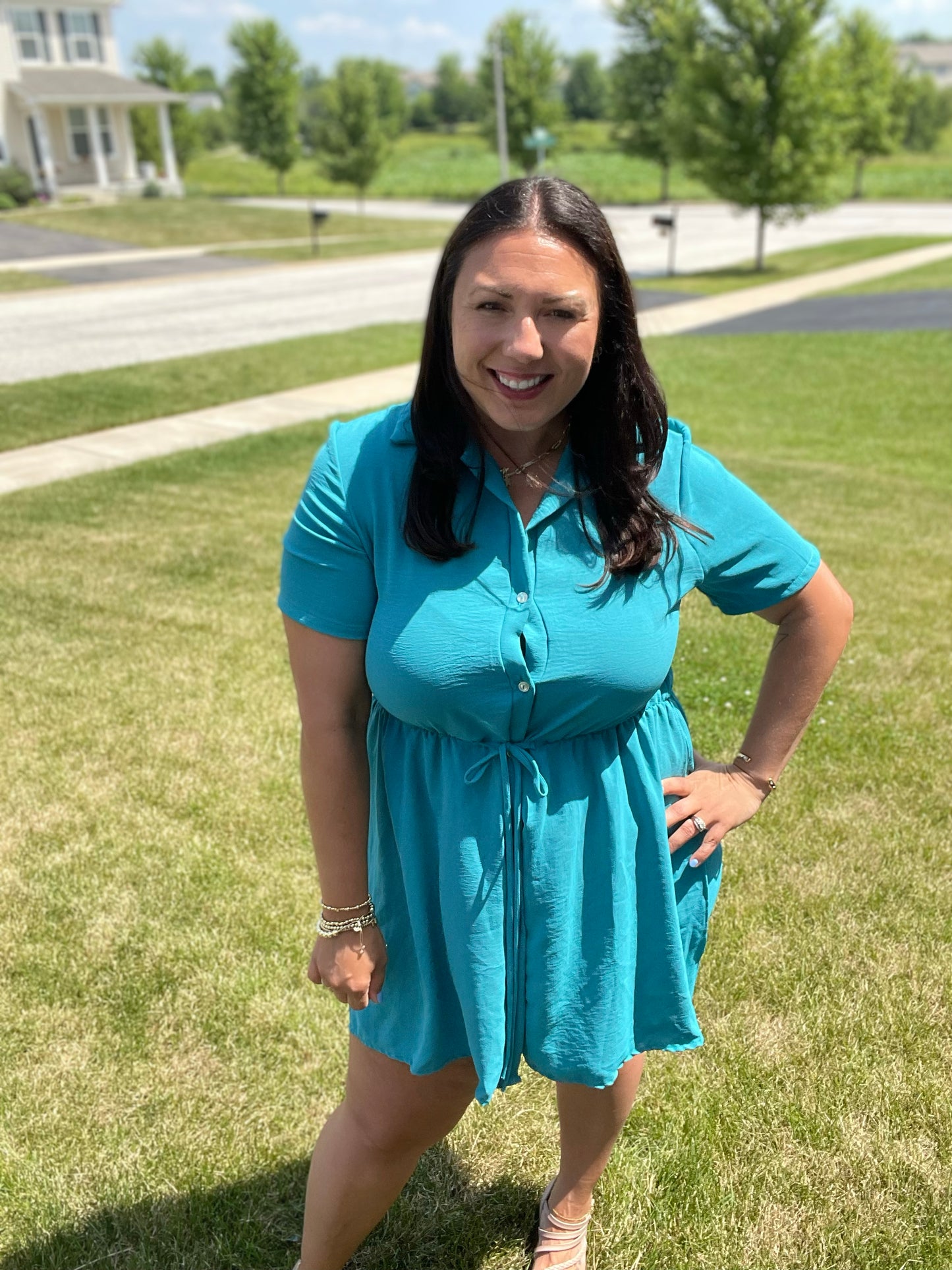 Shirt Dress Short Sleeve Romper in Multiple Colors