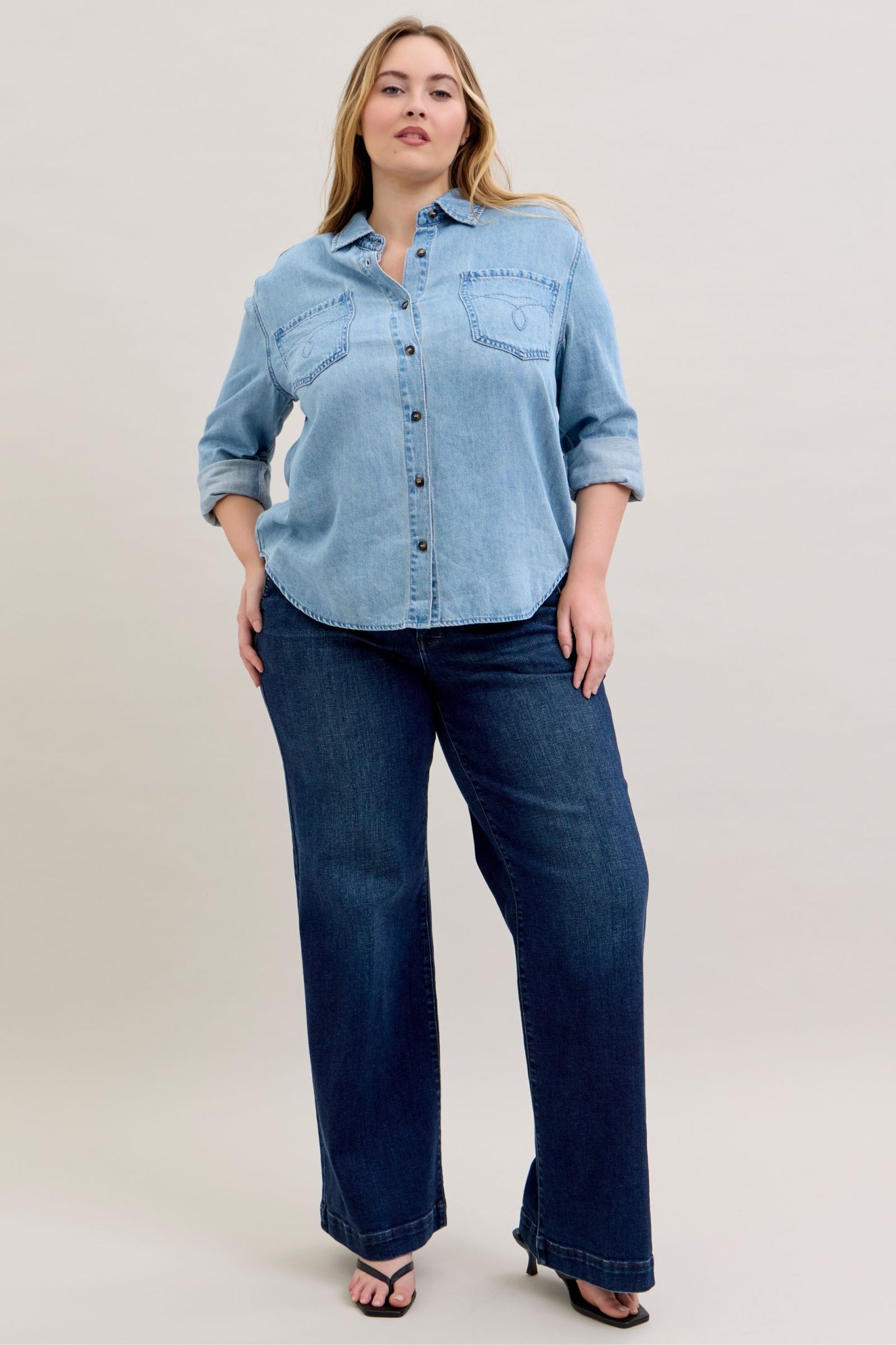 Judy Blue Essential Denim Button Down Shirt
