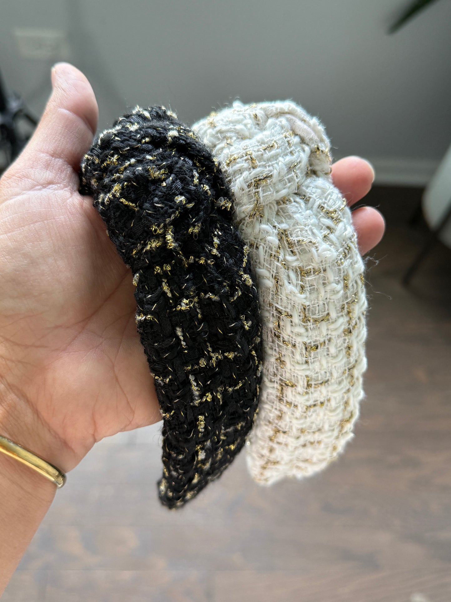 Knotted Tweed and Tinsel Headband in 2 Colors