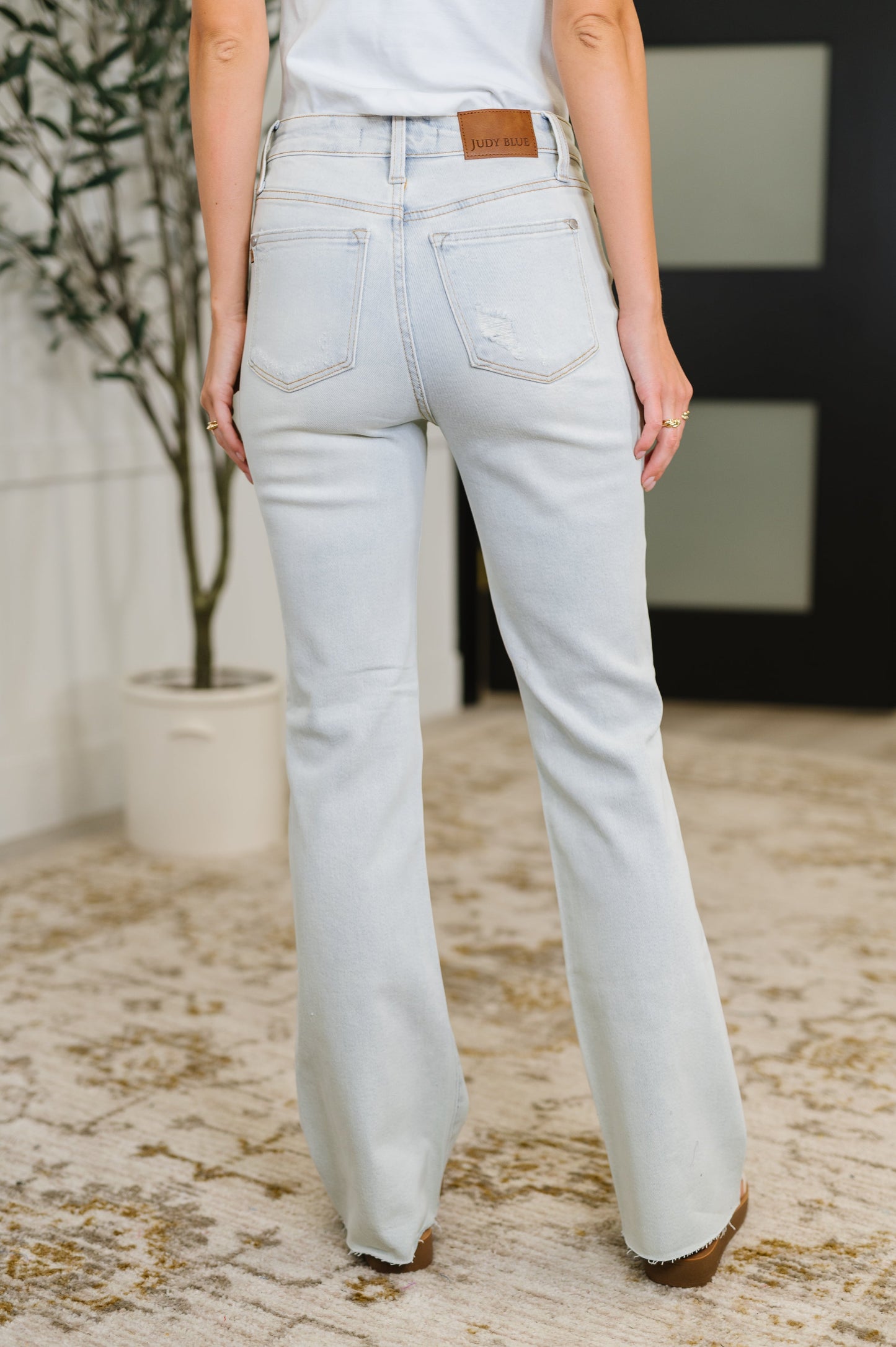Alyse Mid Rise Destroy & Raw Hem Ultra Light Bootcut