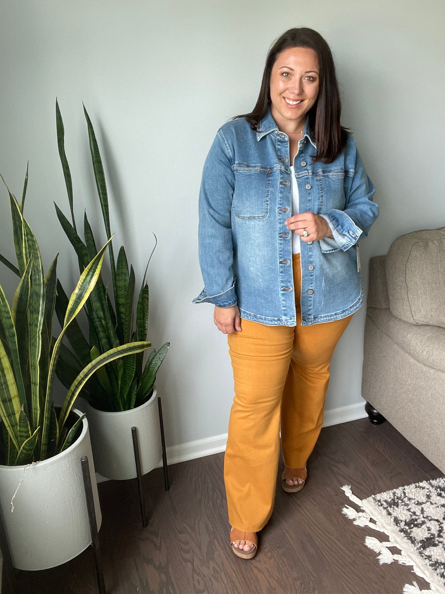Melinda High Rise Control Top Flare Jeans in Dark Marigold