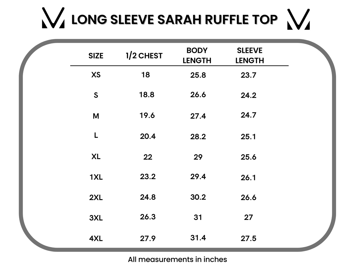 Michelle Mae Long Sleeve Sarah Ruffle Top - Olive Meadow