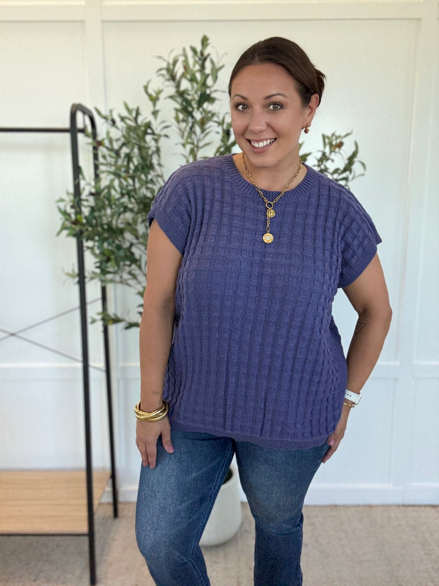 Michelle Mae Kelly Knitted Top - Slate Purple