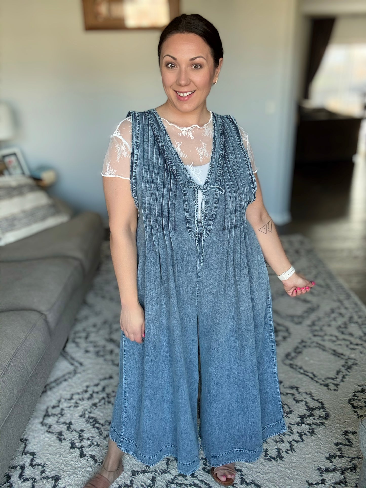 Too Cool For Fools Wide Leg Jumpsuit in Denim