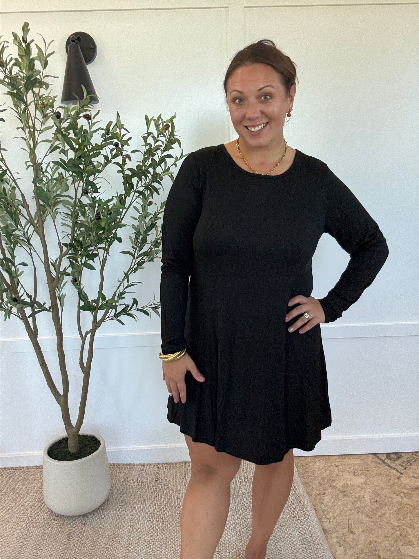 Michelle Mae Savannah Bamboo Swing Dress - Black
