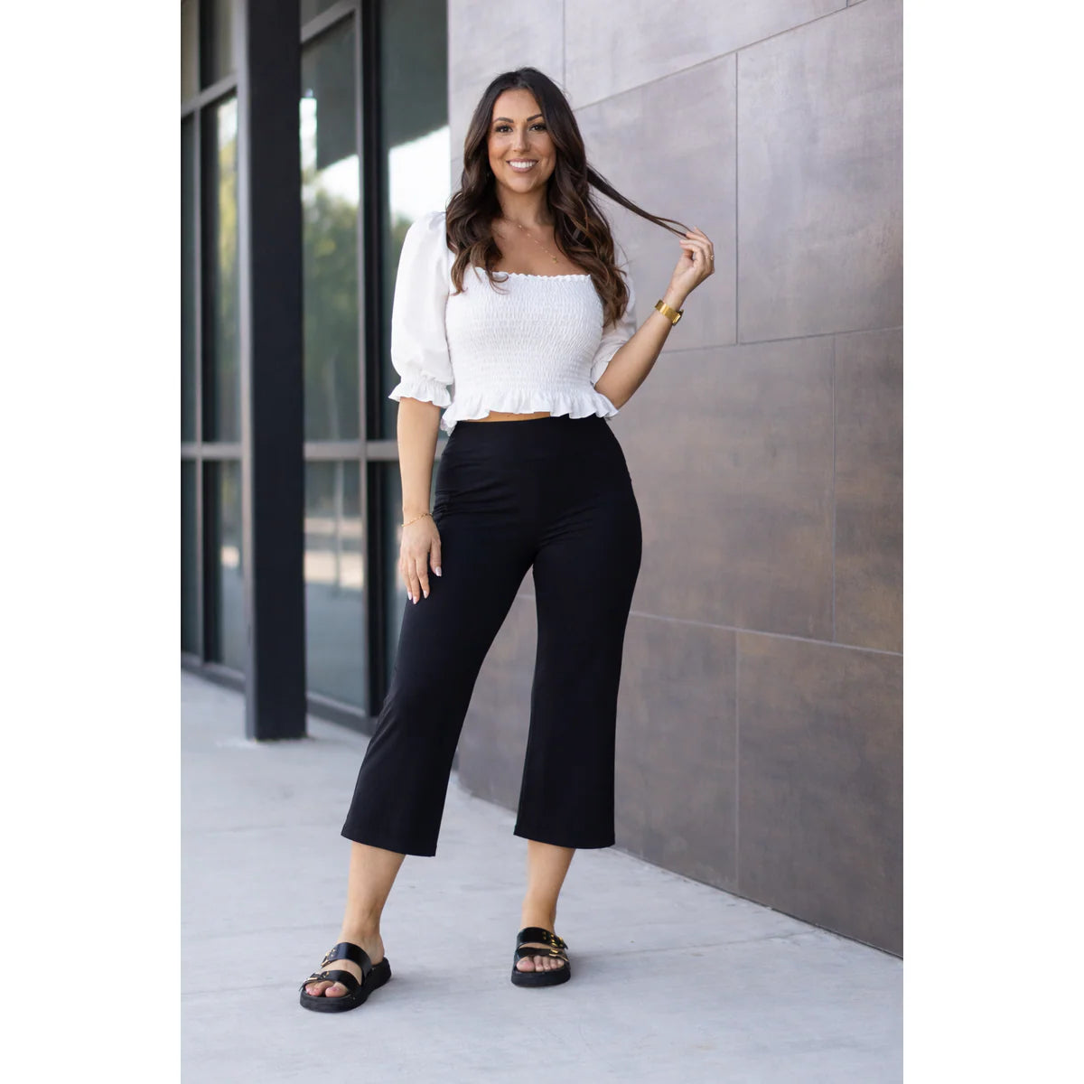 JuliaRose | Anna - Cropped Black Wide Legs