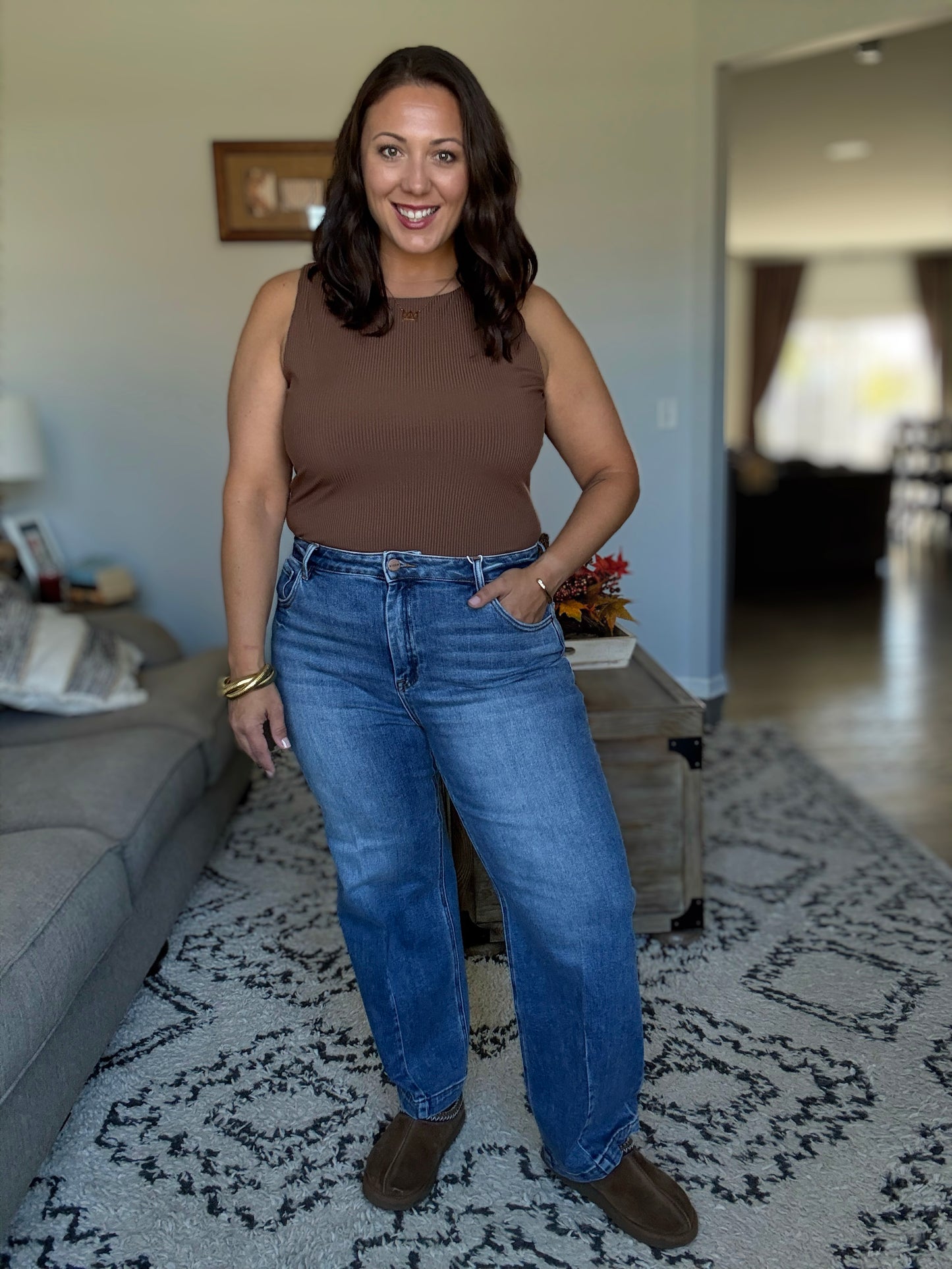 RISEN High Rise Tapered Cropped Boyfriend Jeans