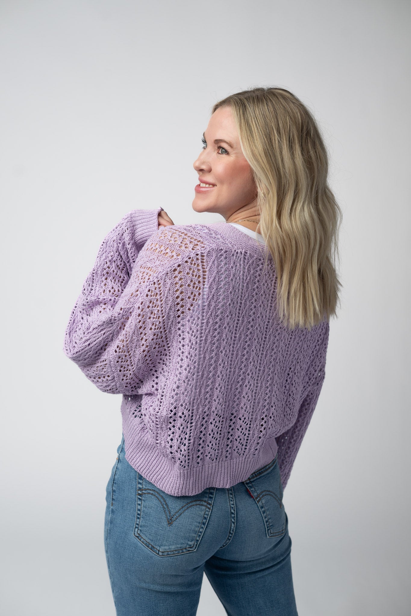 Michelle Mae Callie Cropped Cardigan - Lavender