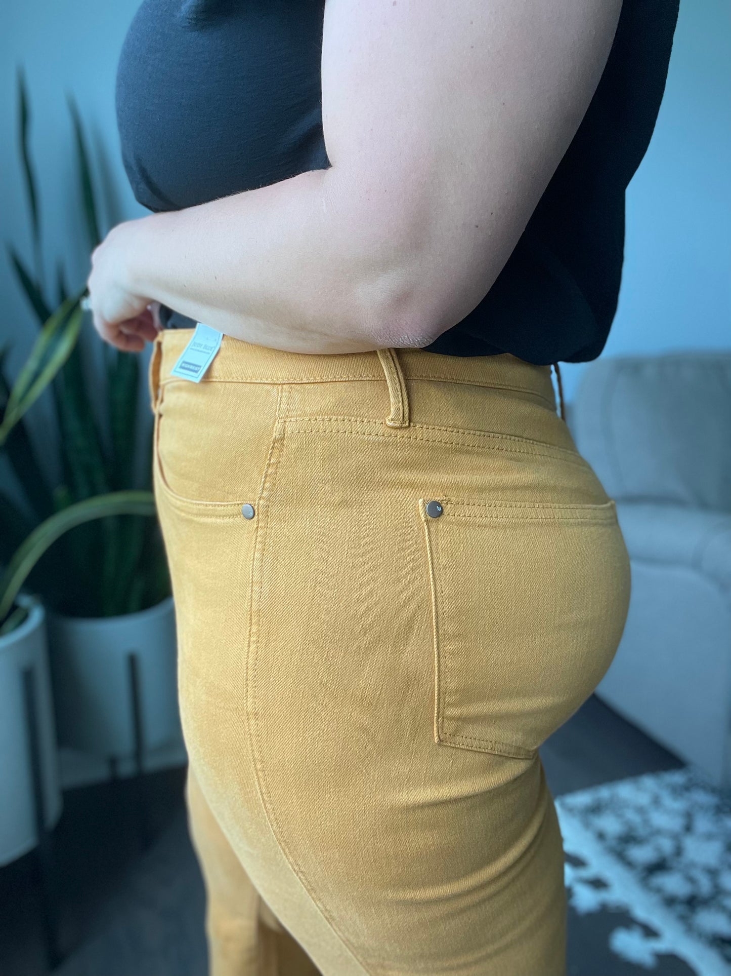 Melinda High Rise Control Top Flare Jeans in Dark Marigold