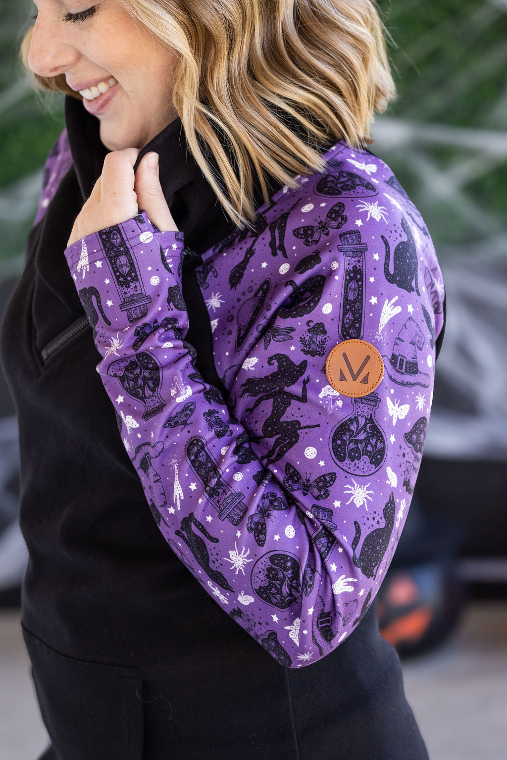 Michelle Mae Zoey ZipCowl Sweatshirt - I Put A Spell On You and Black