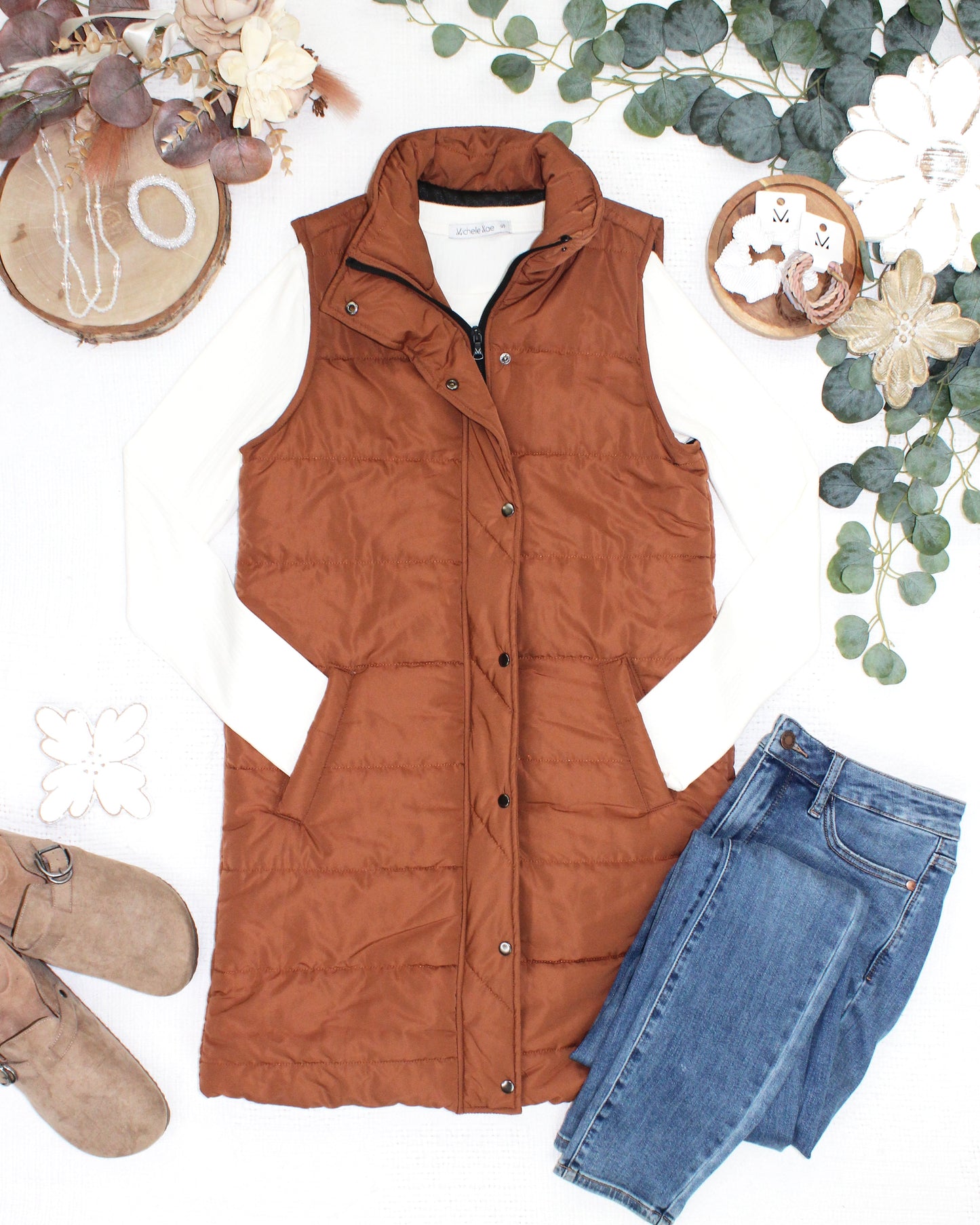 Michelle Mae Harlow Long Vest - Cinnamon