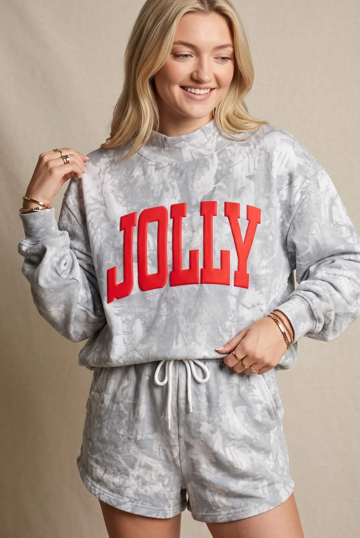 PREORDER JOLLY White Wash Camo Mock Neck Sweatshirt