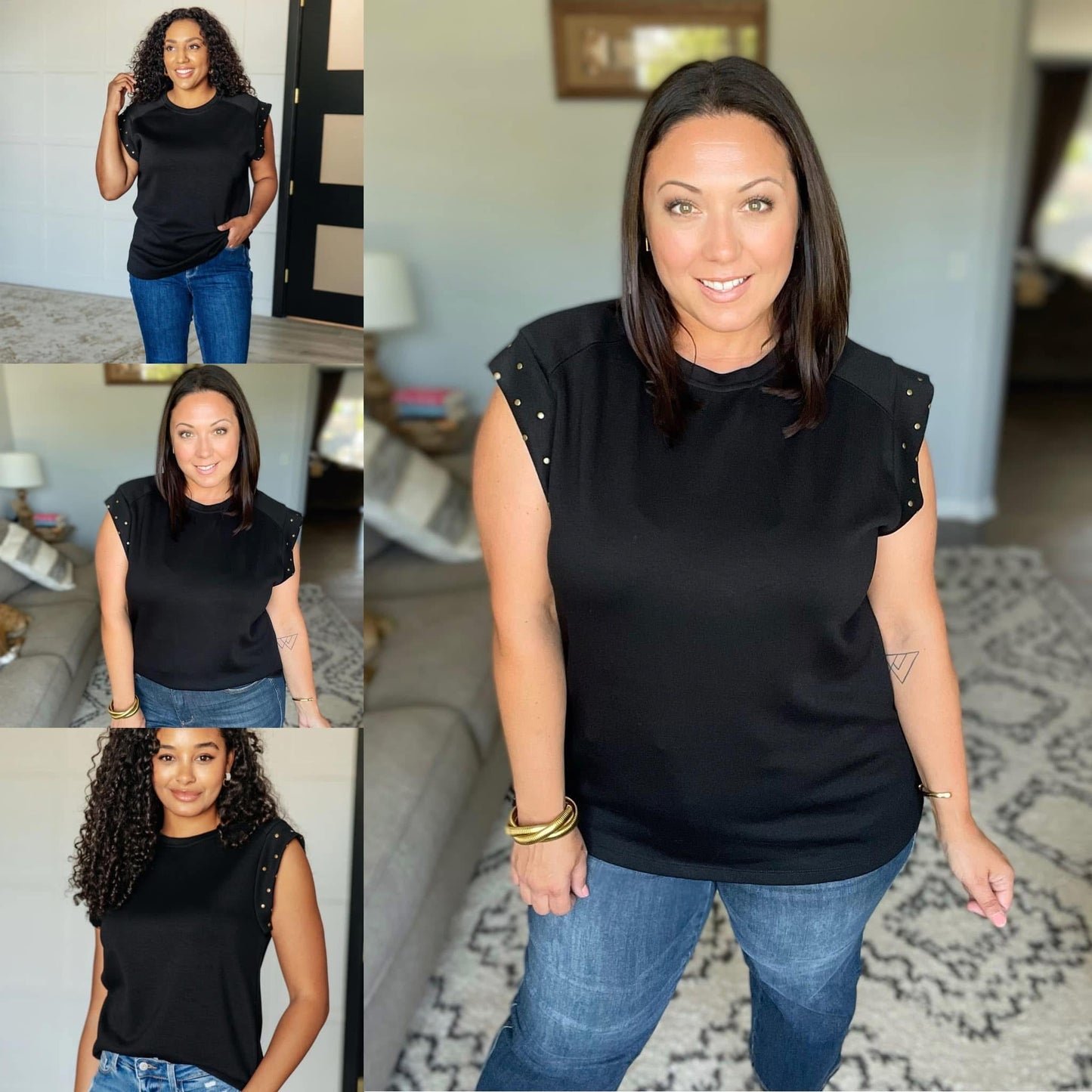 My Domain Studded Cap Sleeve Top