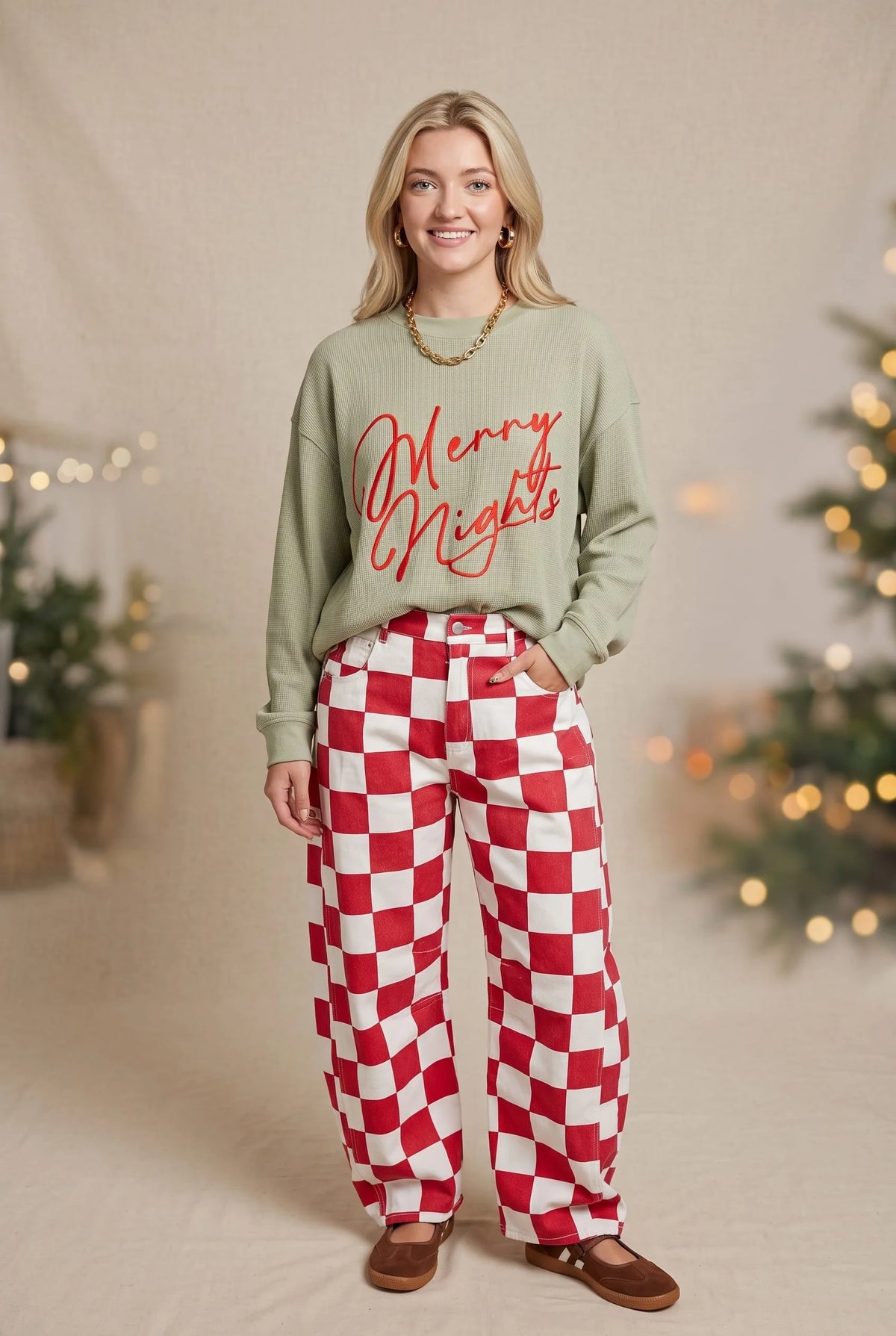 PREORDER Merry Nights Waffle Sweater