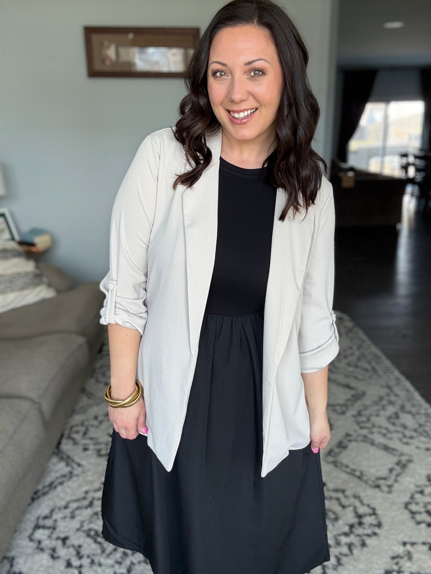She + Sky Sleeveless Poplin Woven Midi Dress with Pockets in Black