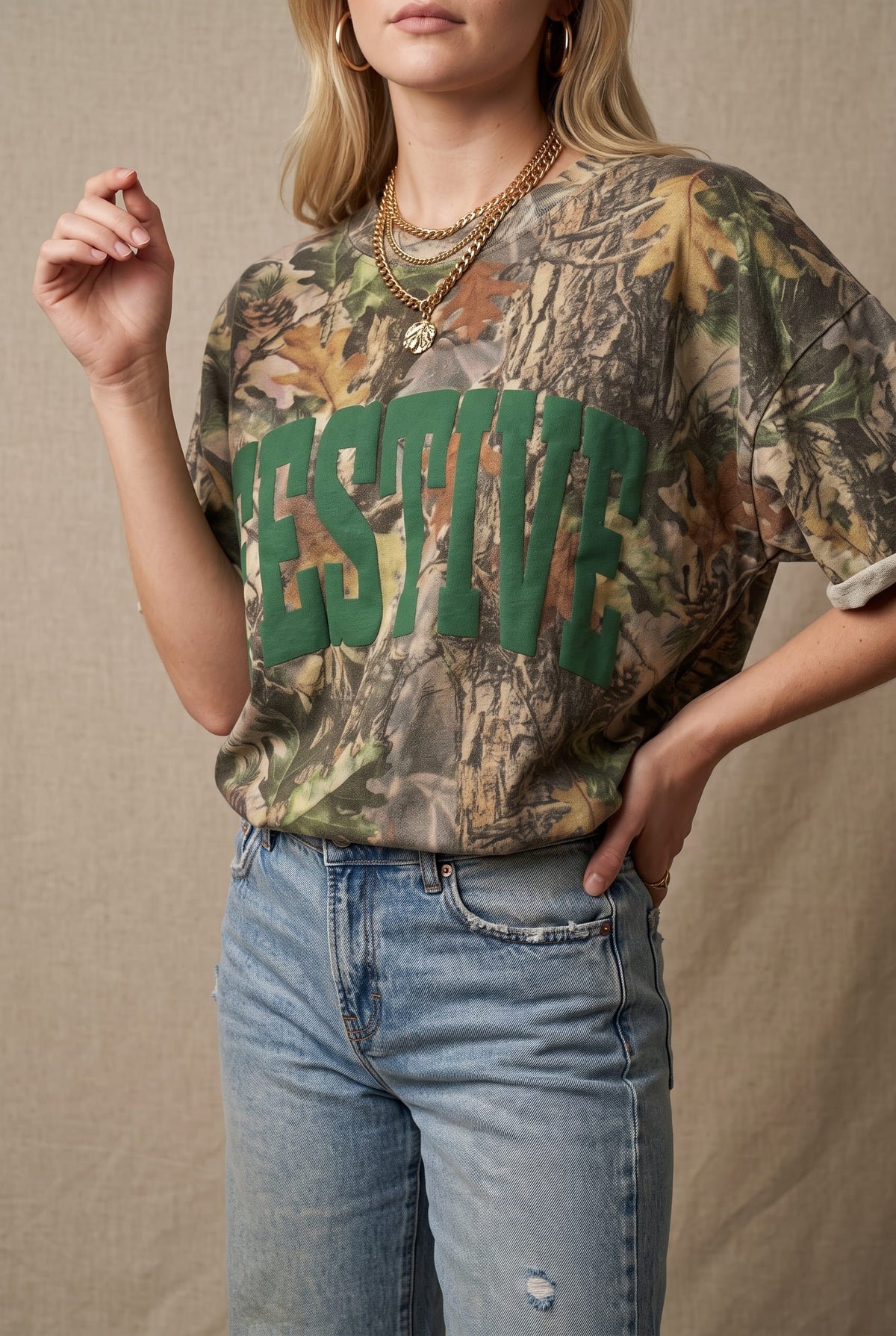 PREORDER Festive Vintage Wood Camo Heavy Tee