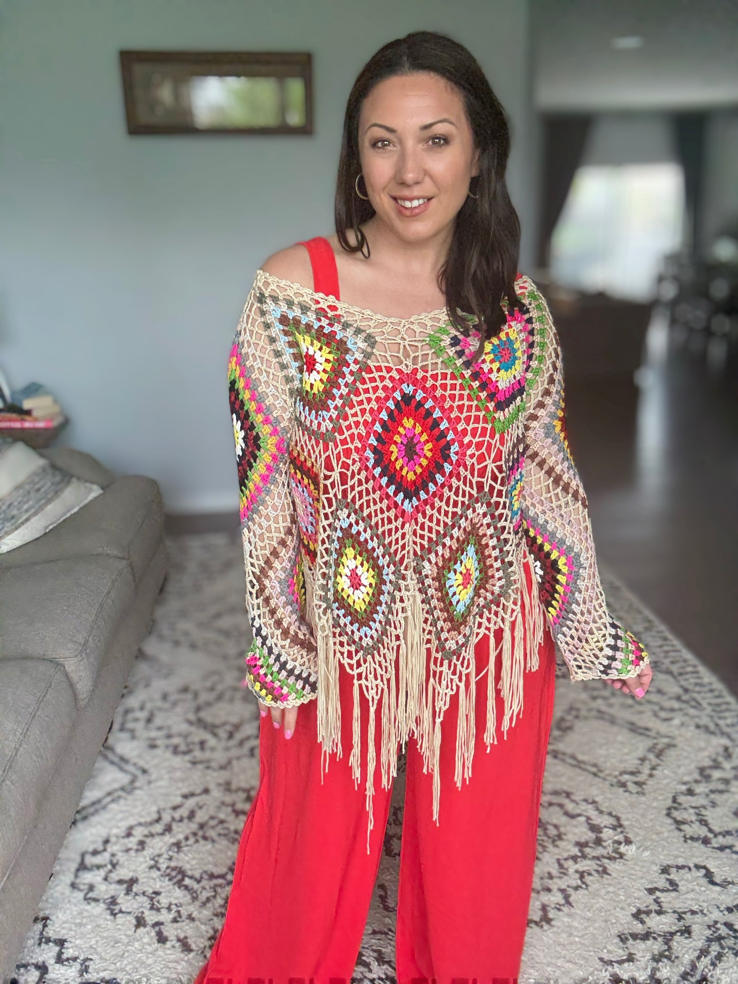 ADORA Smocking Top Wide Leg Jumpsuit in Poppy Red - Full Size
