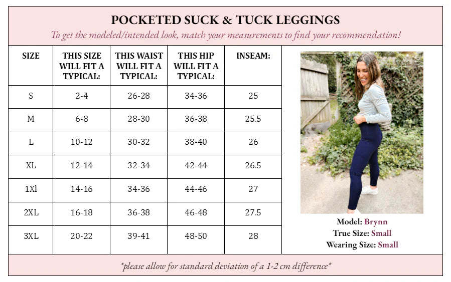Palmer Pocketed Suck and Tuck Leggings in Black or Navy