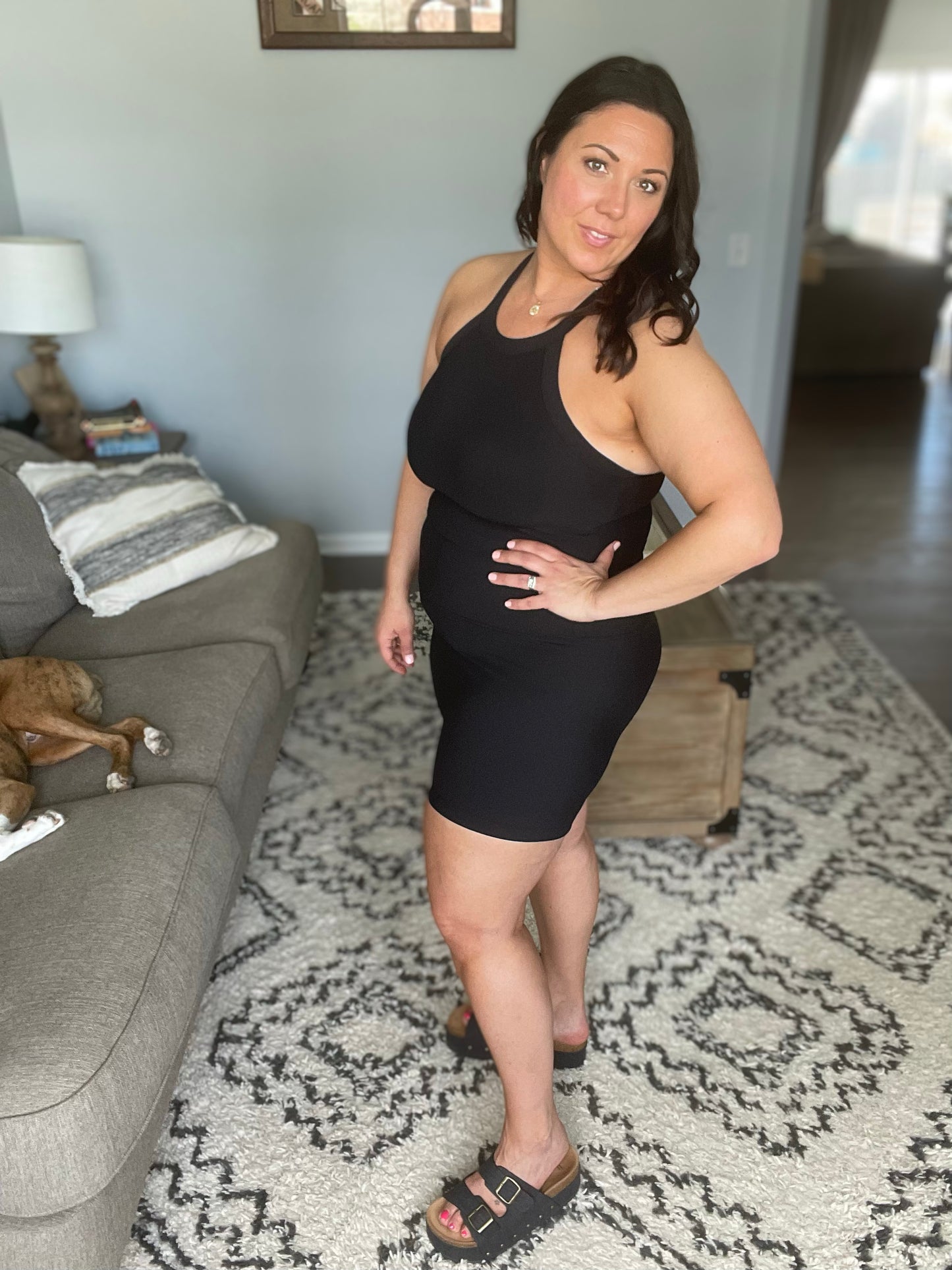 Hot Girl Walks Biker Shorts in Black