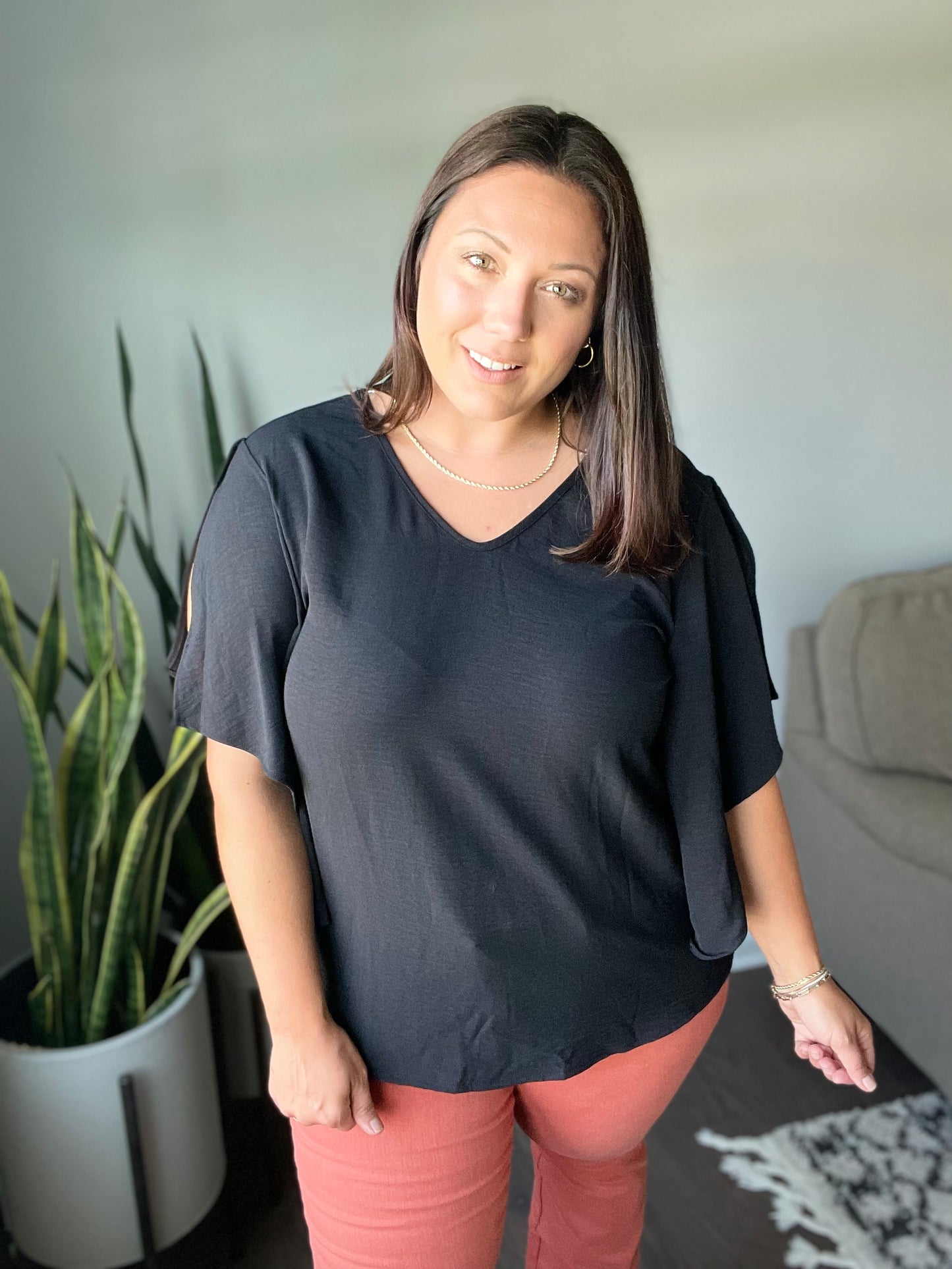 Around the World Draped Sleeve Blouse
