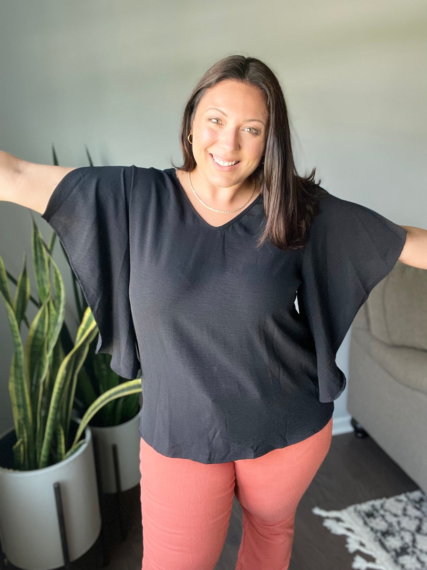 Around the World Draped Sleeve Blouse