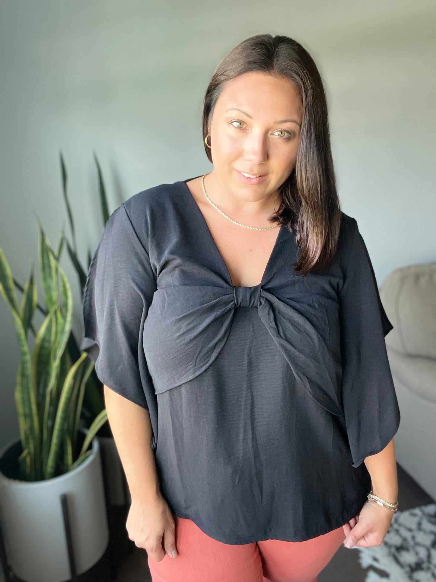 Around the World Draped Sleeve Blouse