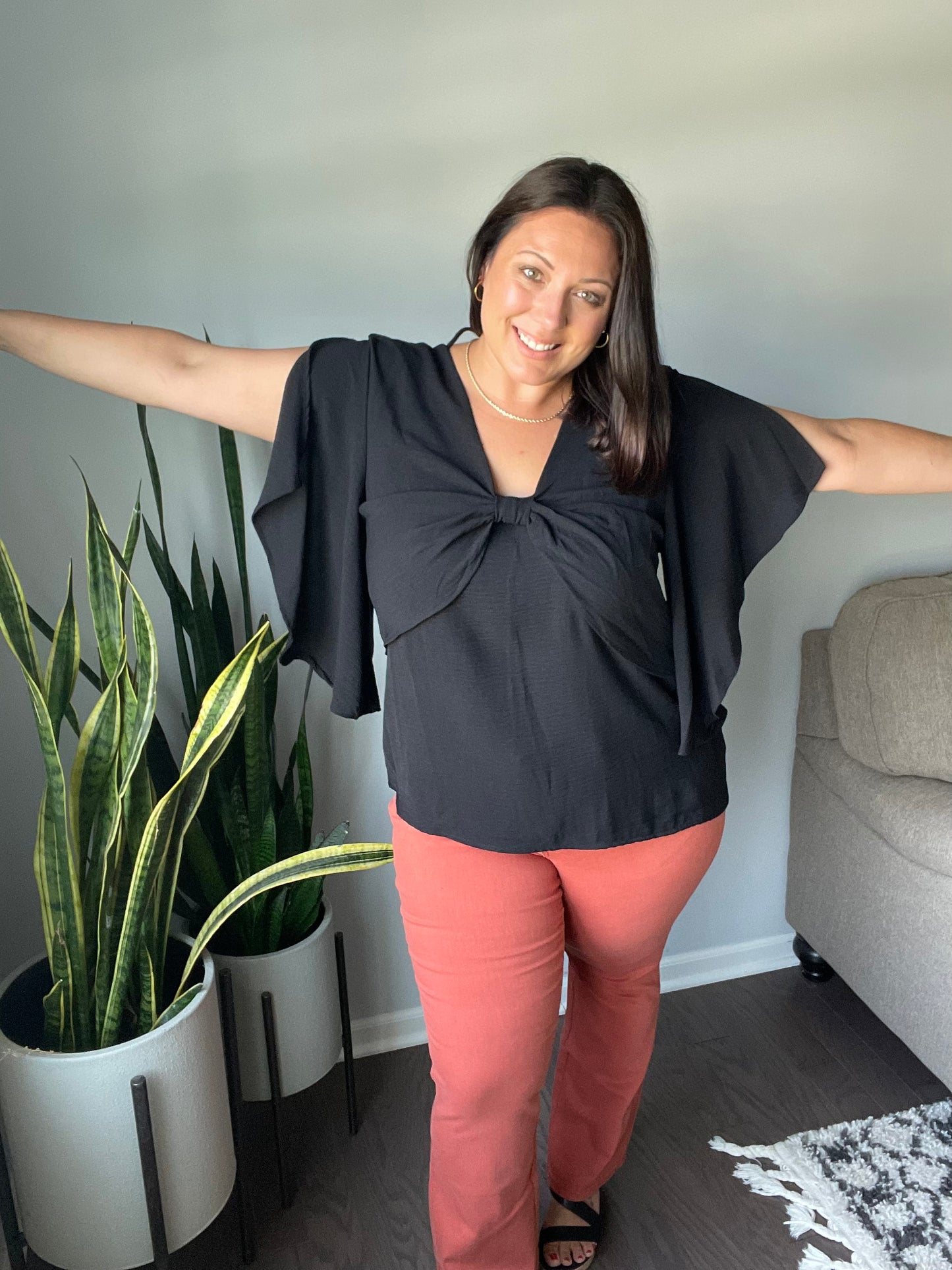 Around the World Draped Sleeve Blouse