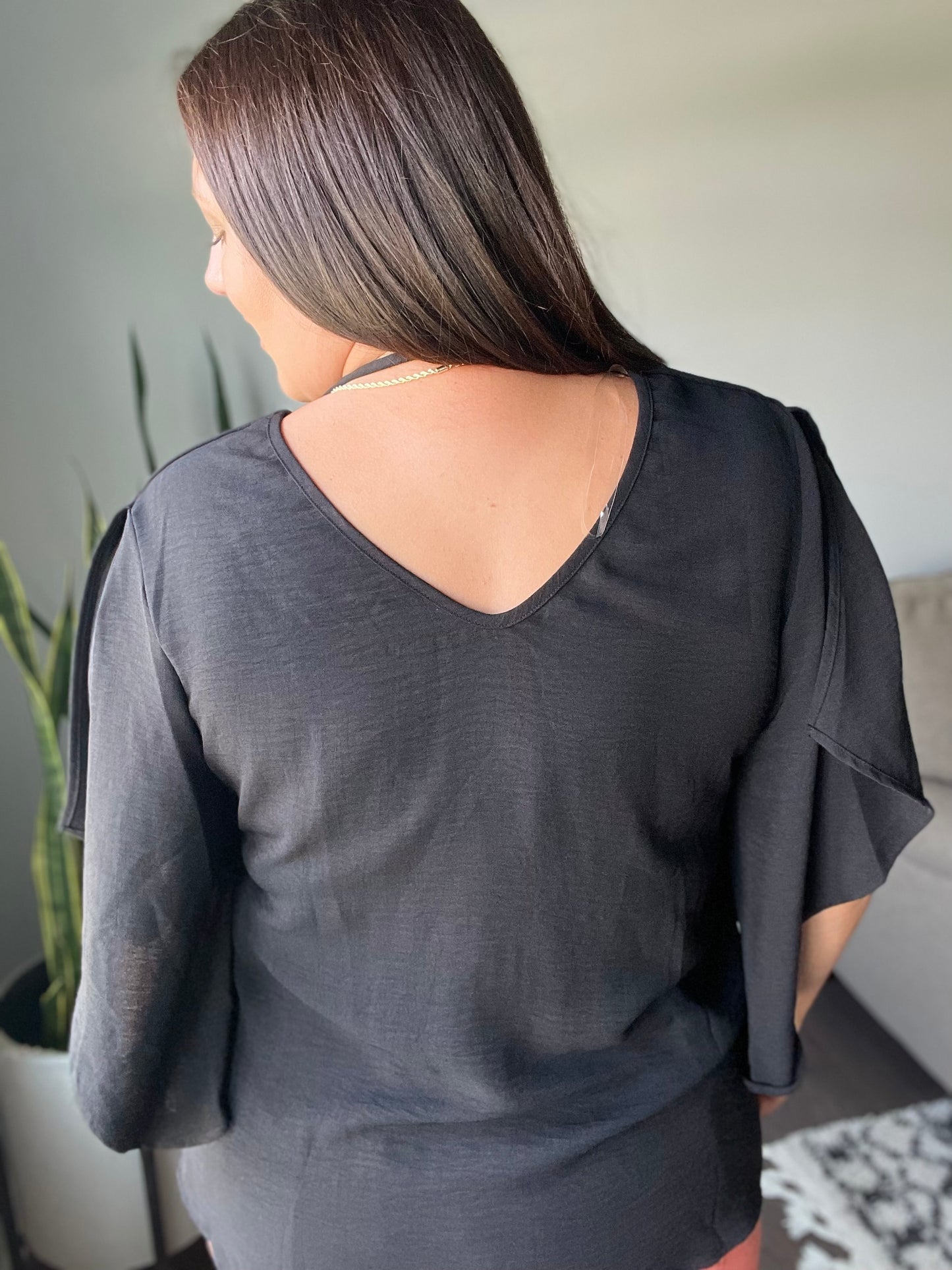 Around the World Draped Sleeve Blouse