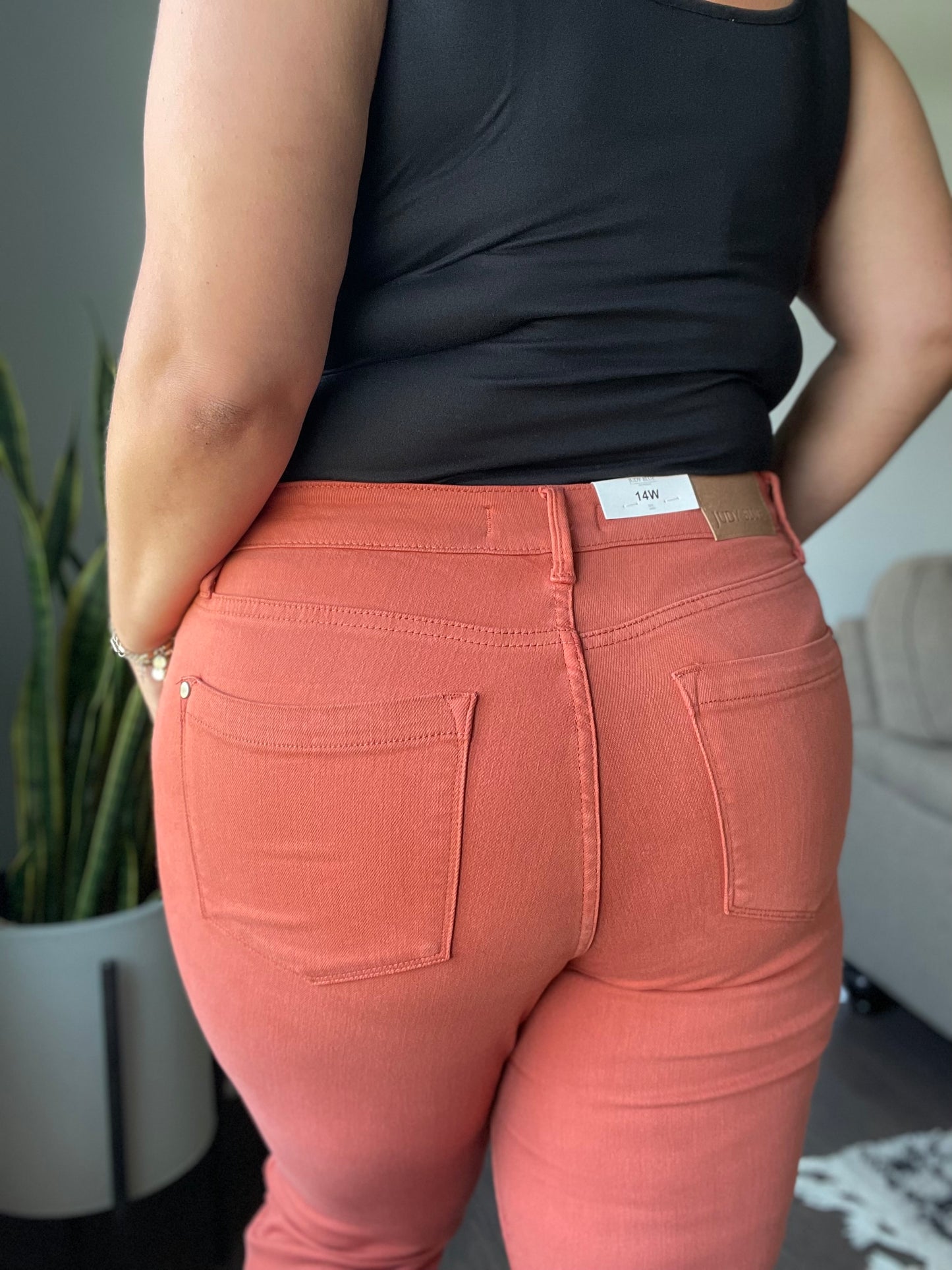 Autumn Mid Rise Slim Bootcut Jeans in Terracotta