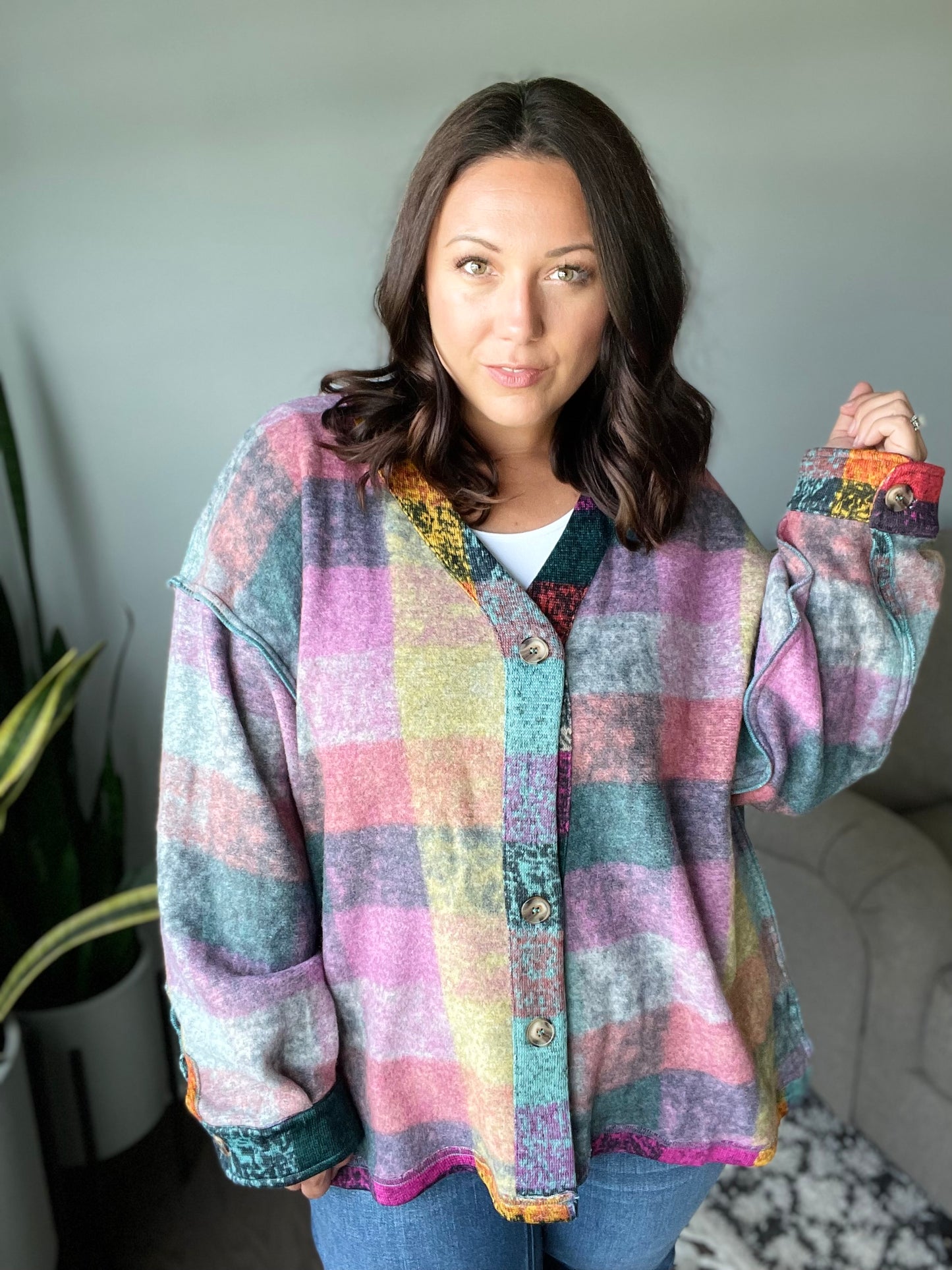 Nothing But Adventure Plaid Cardigan