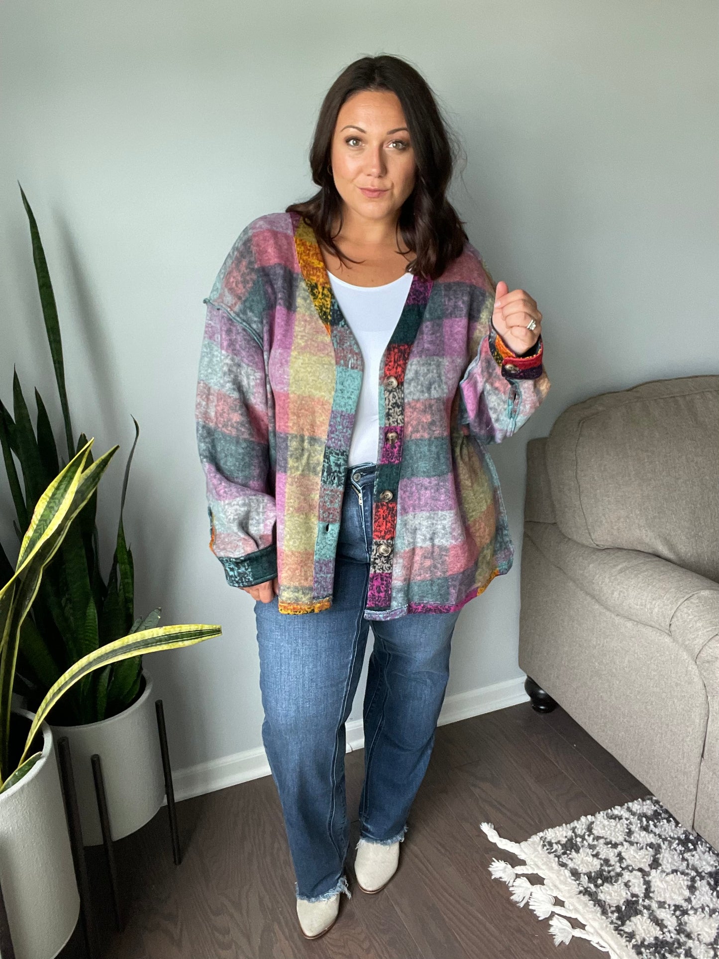 Nothing But Adventure Plaid Cardigan