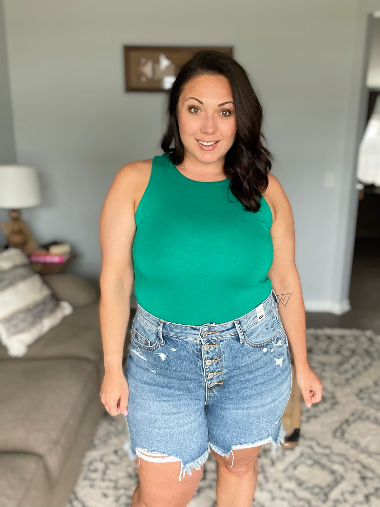 Kara High Rise Rigid Magic Button Fly Cutoff Shorts