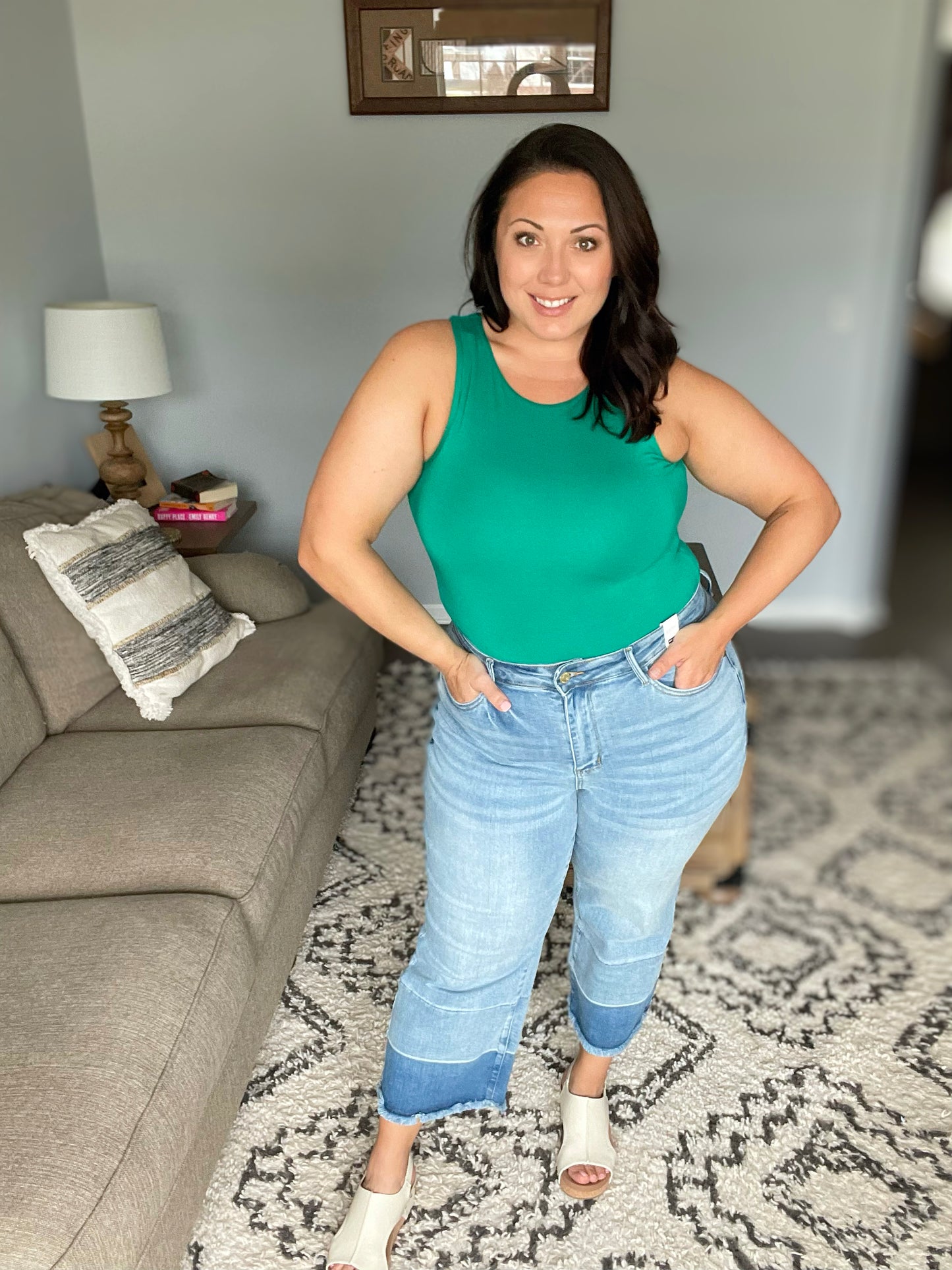 Olivia High Rise Wide Leg Crop Jeans in Medium Wash