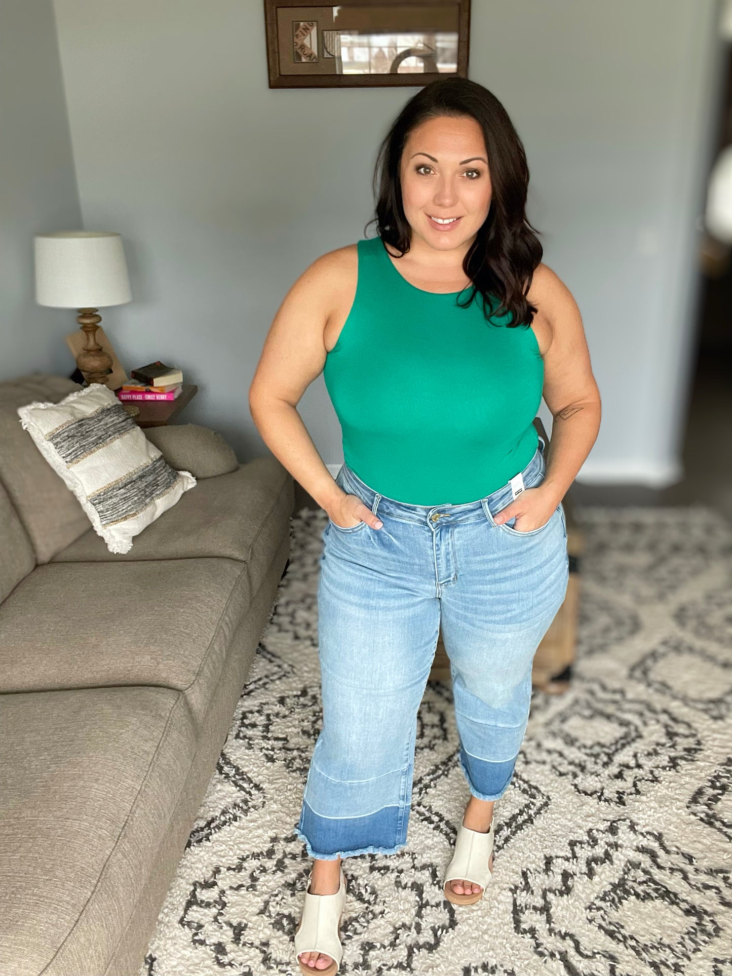 Olivia High Rise Wide Leg Crop Jeans in Medium Wash