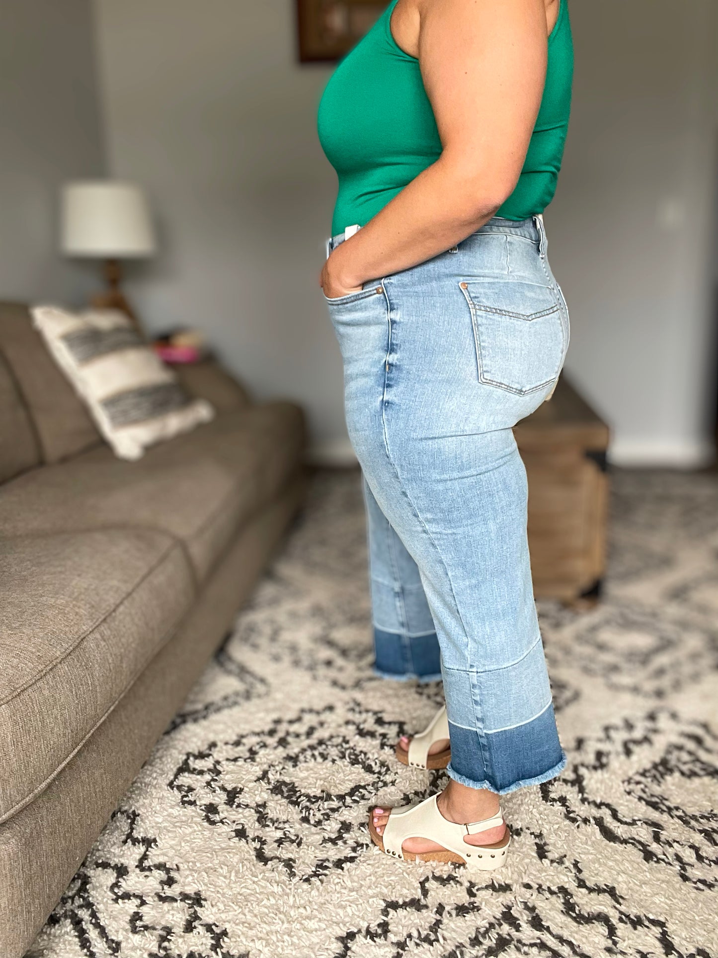 Olivia High Rise Wide Leg Crop Jeans in Medium Wash