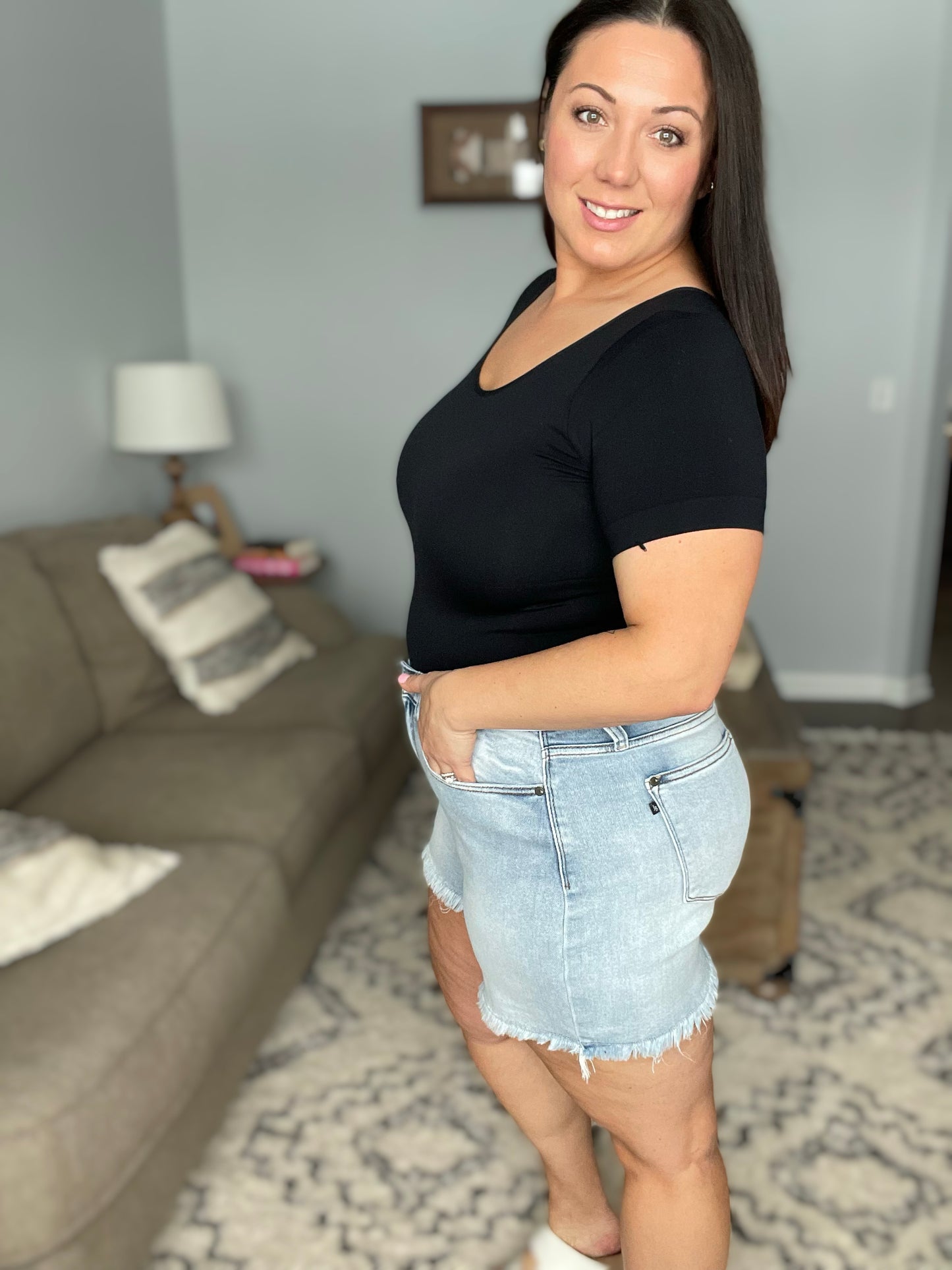 Jenny High Rise Cutoff Dad Shorts