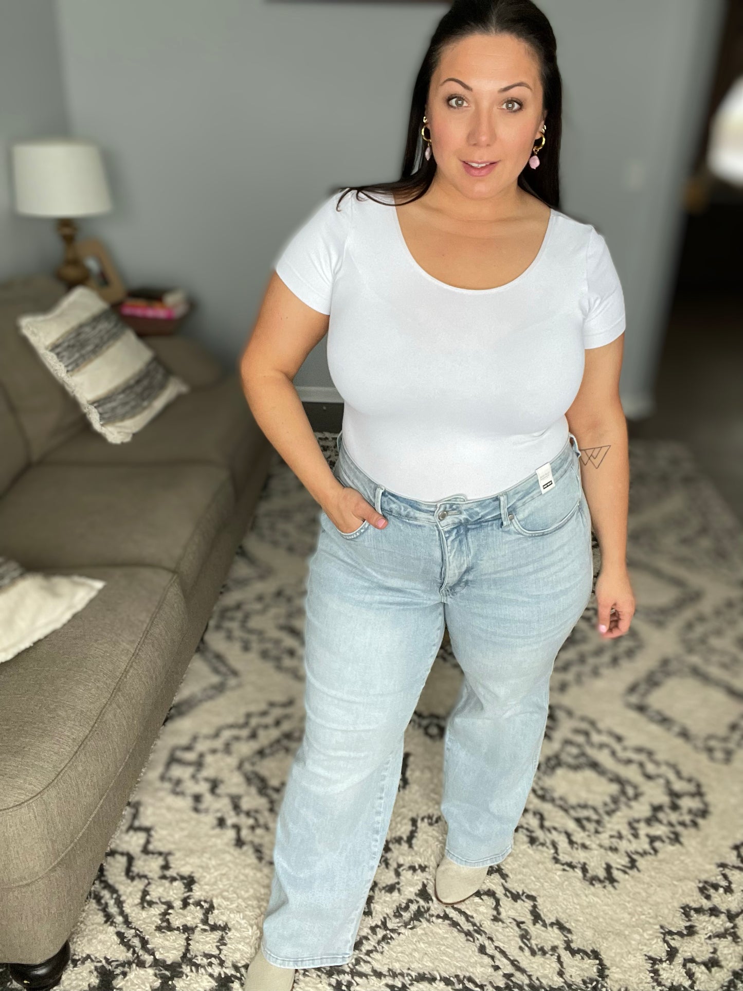 Brooke High Rise Control Top Vintage Wash Straight Jeans