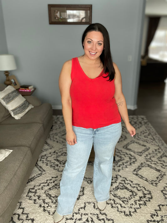 Stay Easy Tank In Cherry