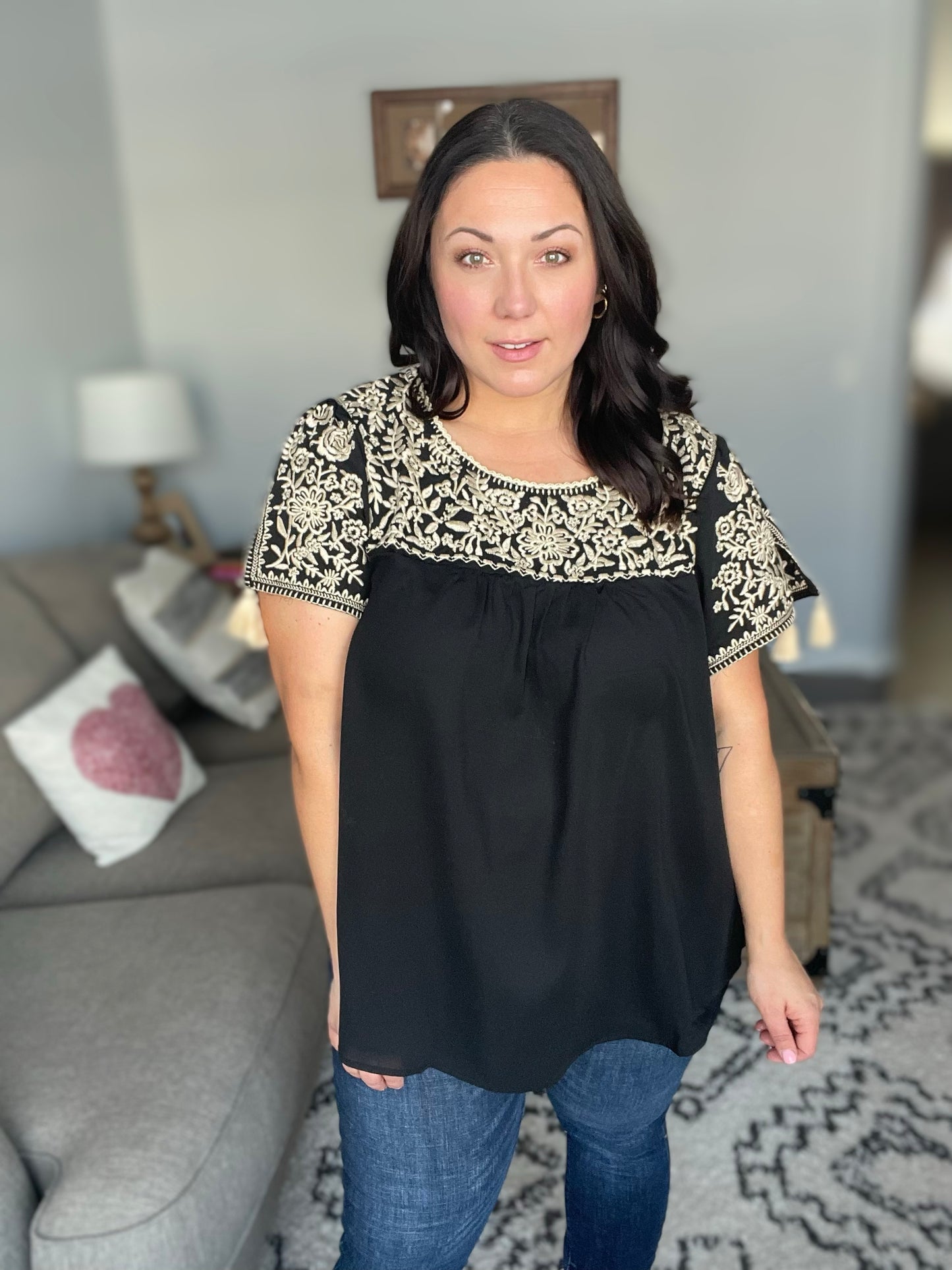 Try Again Embroidered Top