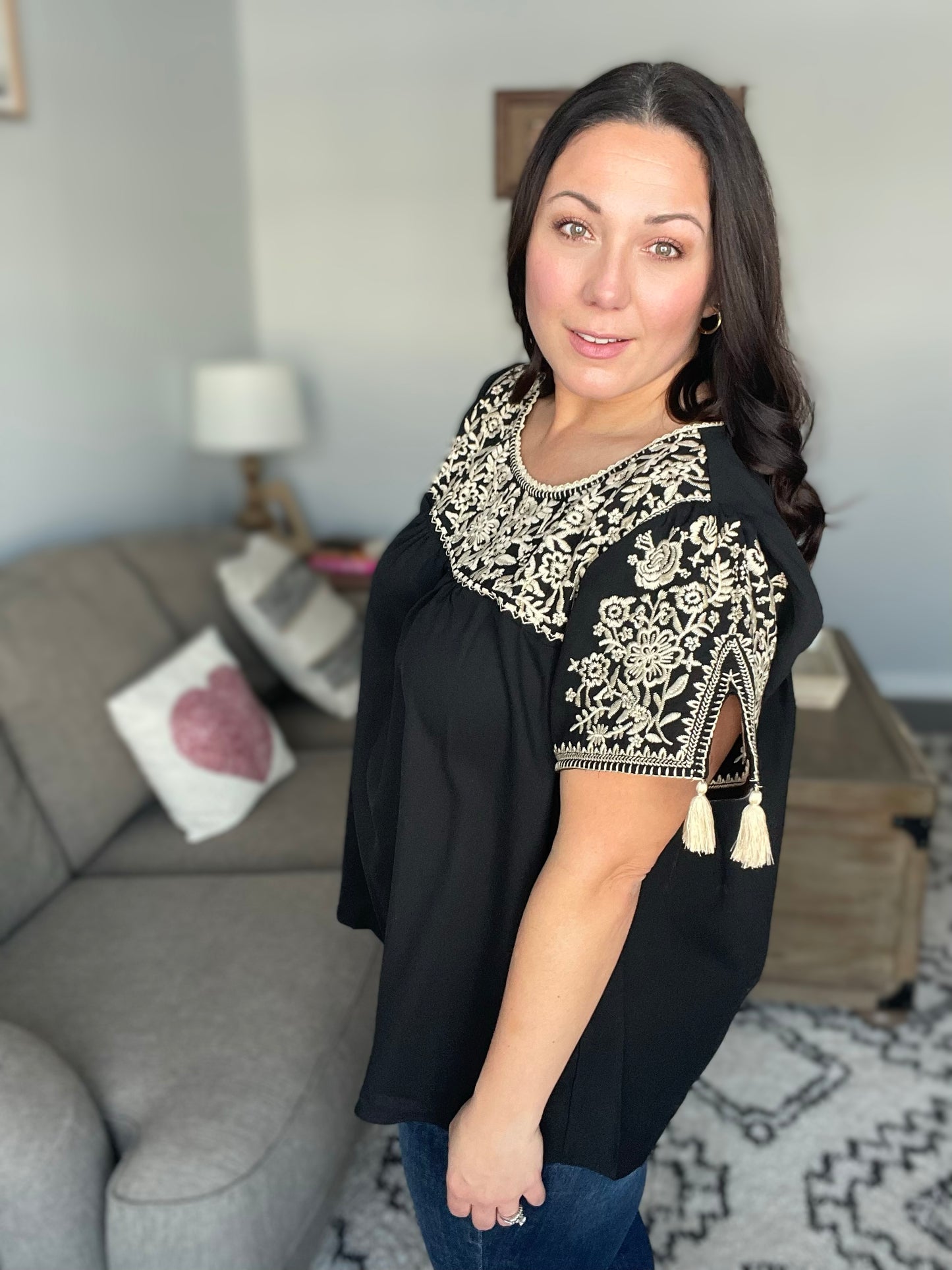 Try Again Embroidered Top