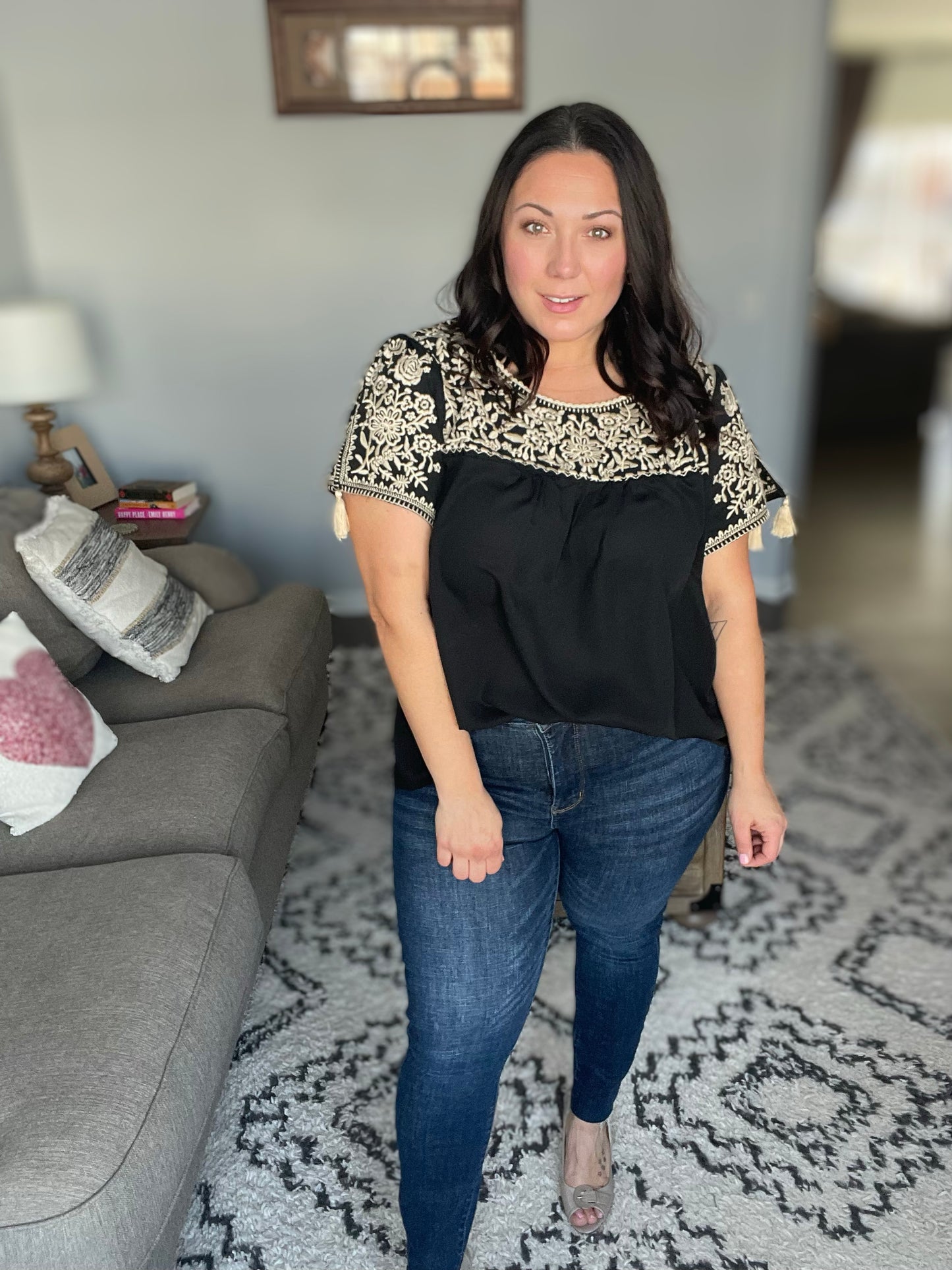 Try Again Embroidered Top